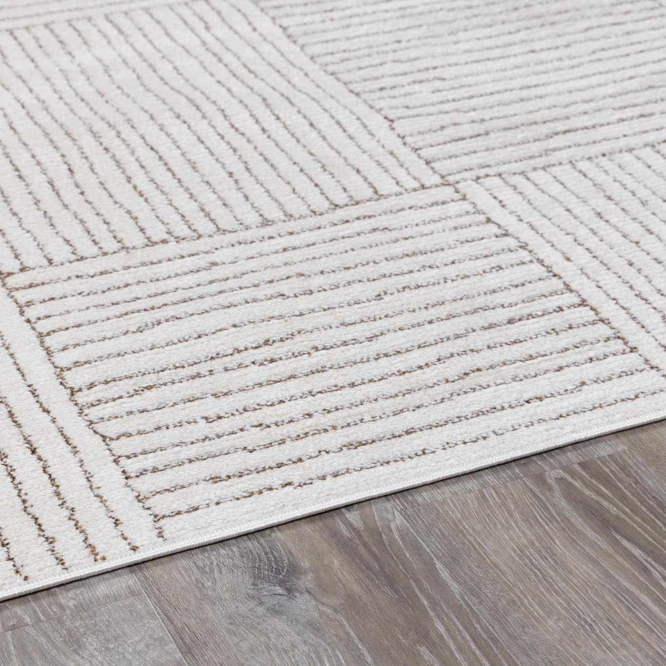 Modern Scandi High Pile Ivory/Dark Brown Architect II Area Rug - Image 12