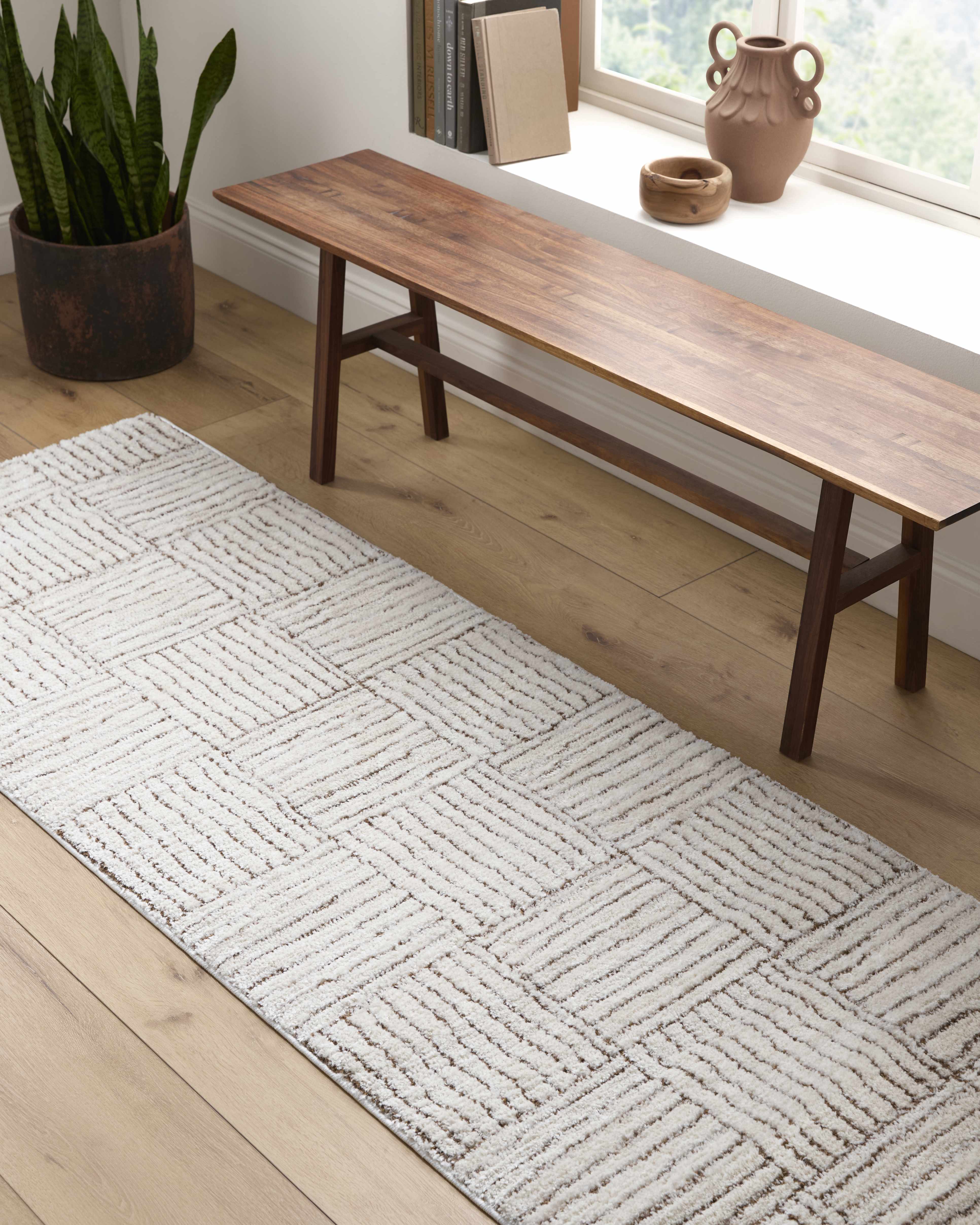 Modern Scandi High Pile Ivory/Dark Brown Architect II Area Rug - Image 4