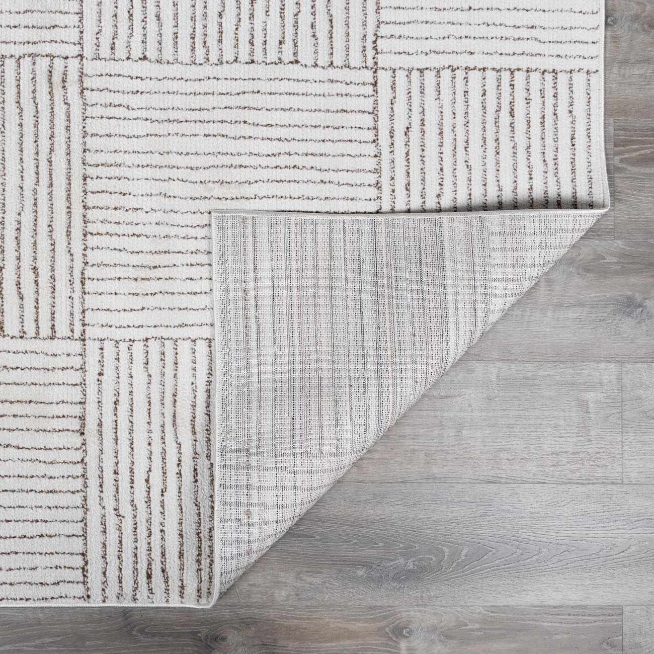 Modern Scandi High Pile Ivory/Dark Brown Architect II Area Rug - Image 5