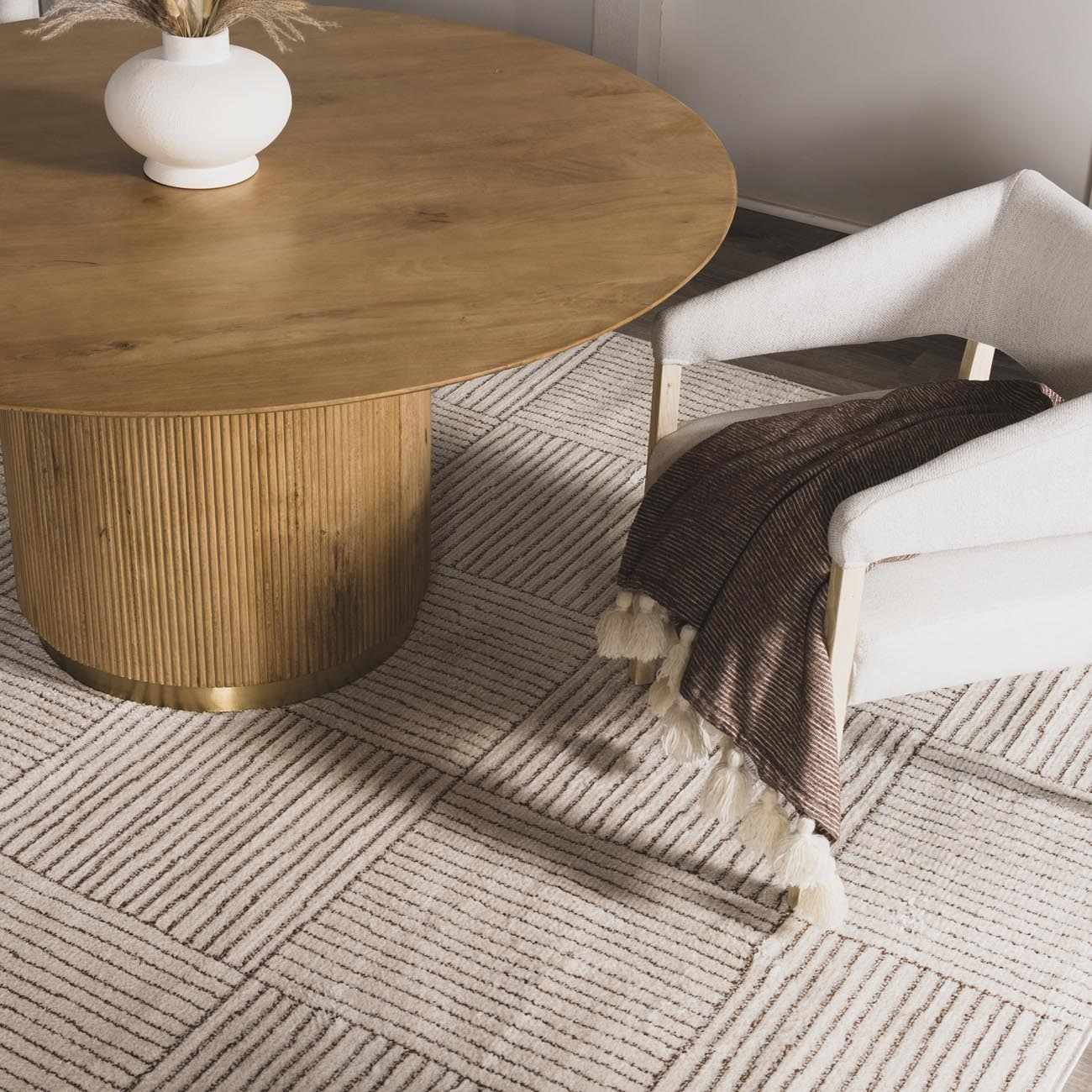 Modern Scandi High Pile Ivory/Dark Brown Architect II Area Rug - Image 8