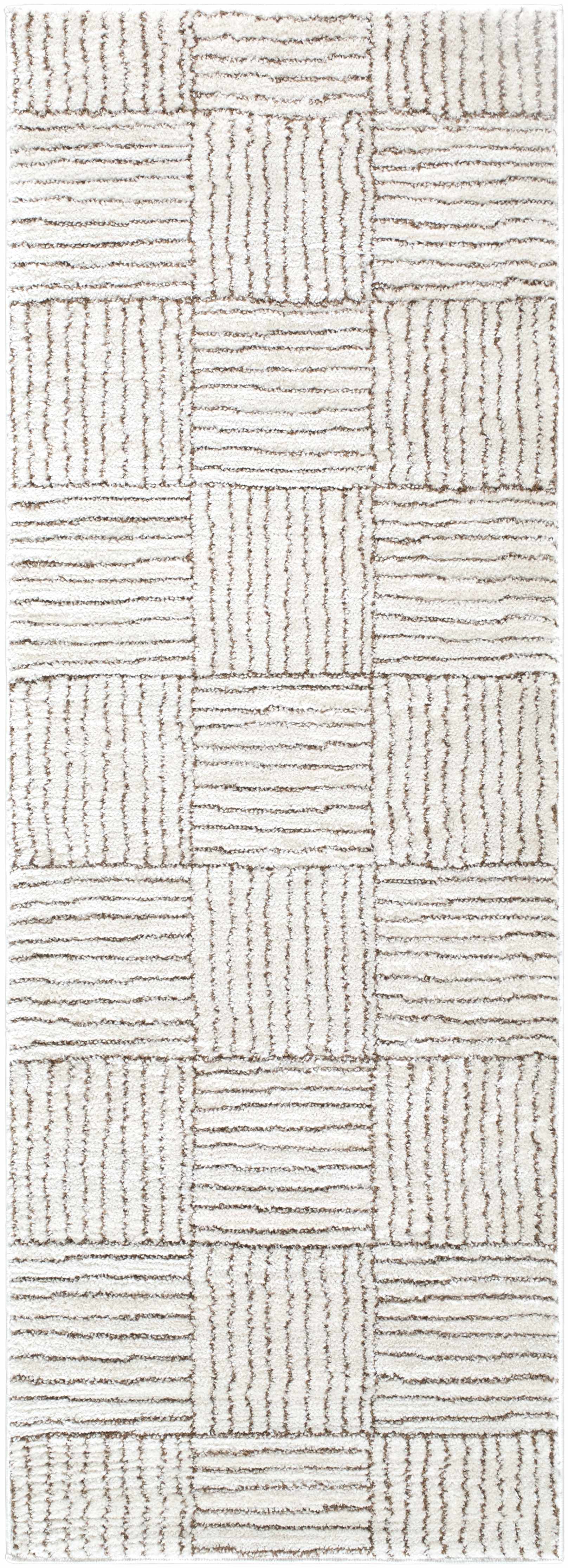Modern Scandi High Pile Ivory/Dark Brown Architect II Area Rug - Image 9