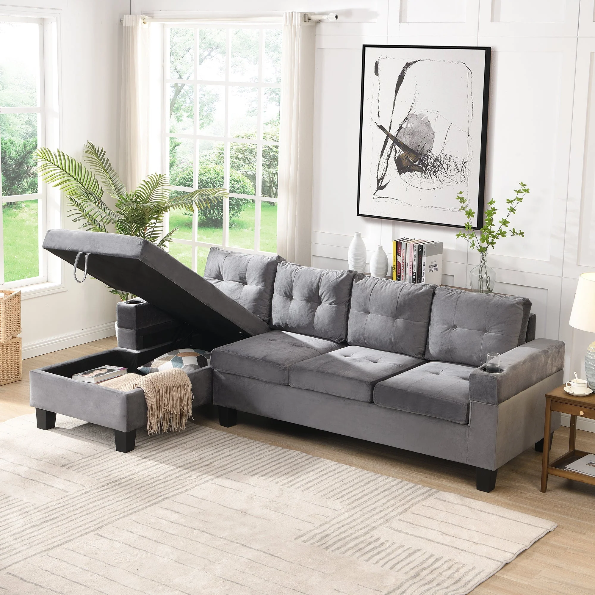 Modern Sectional Sofa Set with L Shape Chaise Lounge - Image 2