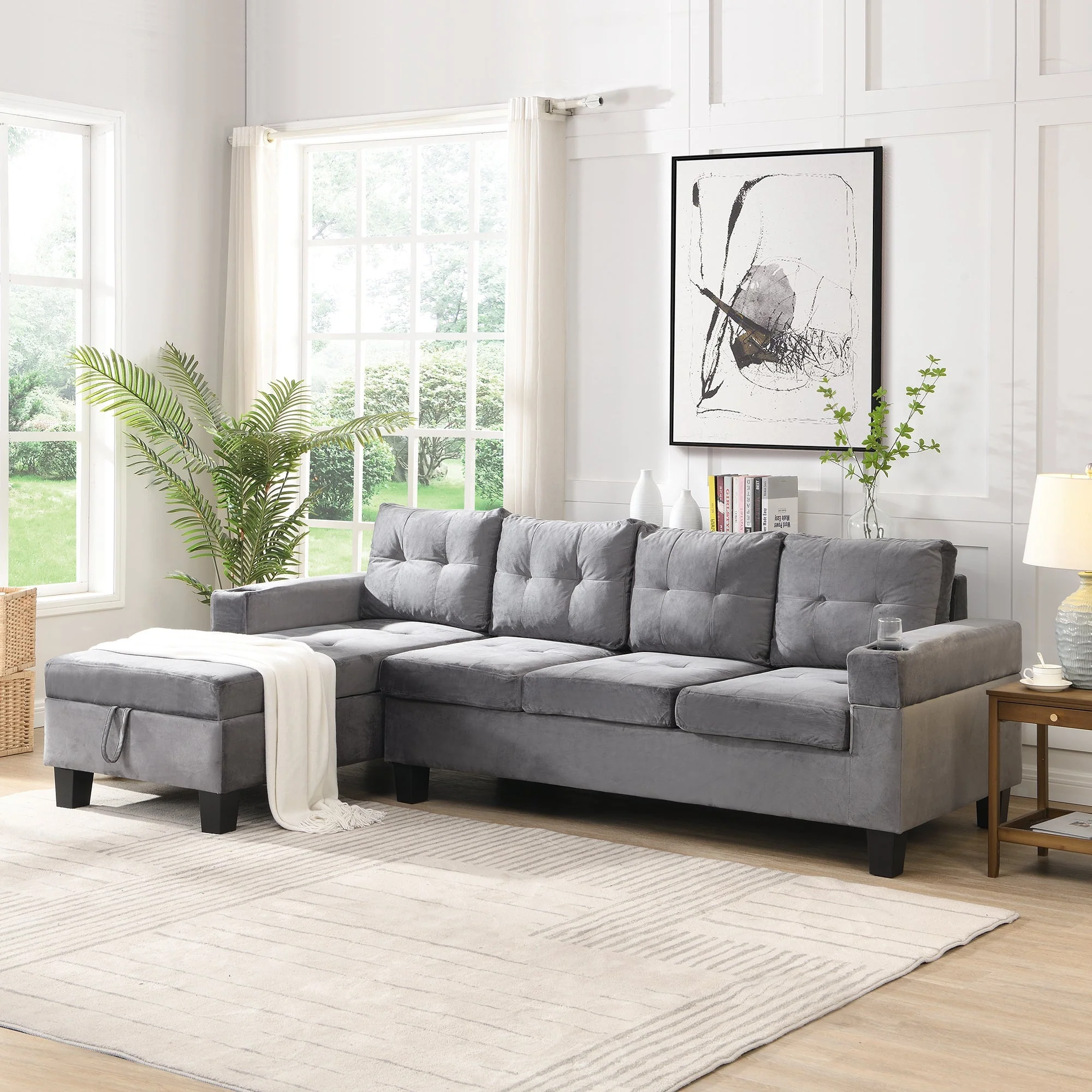 Modern Sectional Sofa Set with L Shape Chaise Lounge - Image 4