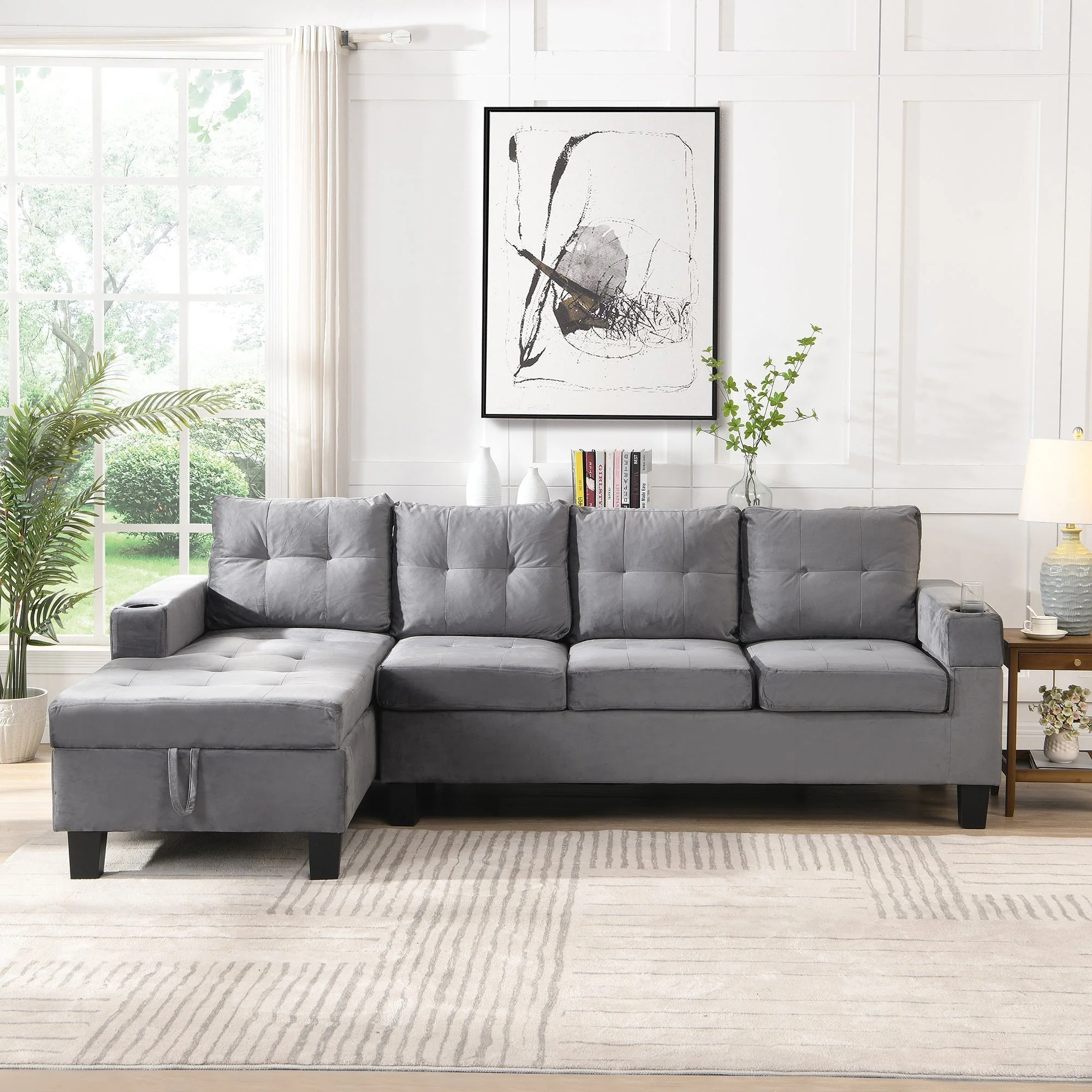 Modern Sectional Sofa Set with L Shape Chaise Lounge - Image 5