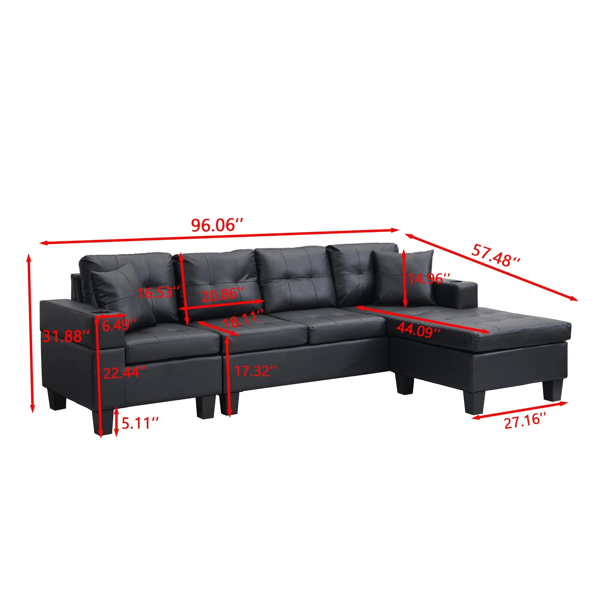 Modern Sectional Sofa Set with L Shape Chaise Lounge - Image 3