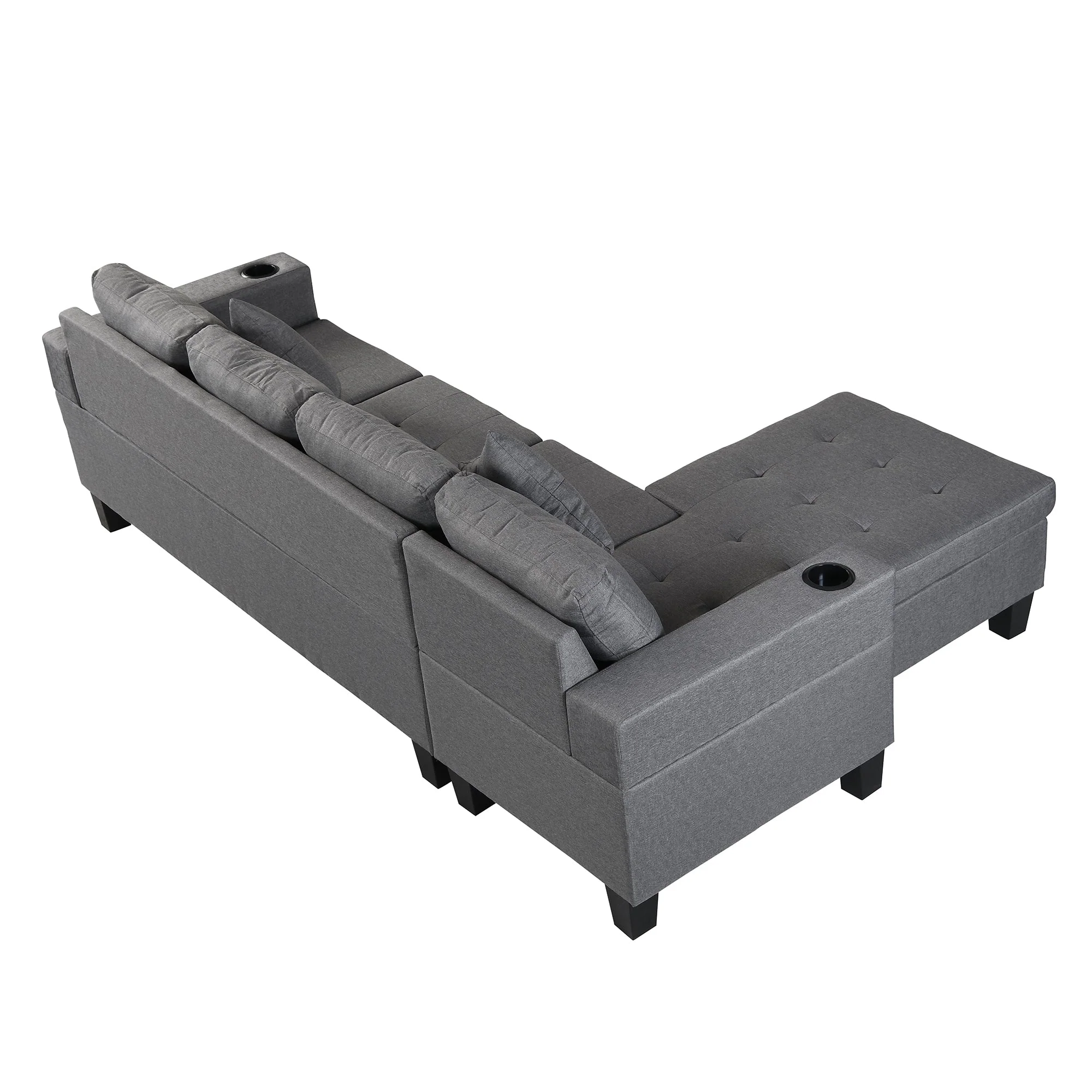 Modern Sectional Sofa Set with L Shape Chaise Lounge and Cup Holders - Image 10
