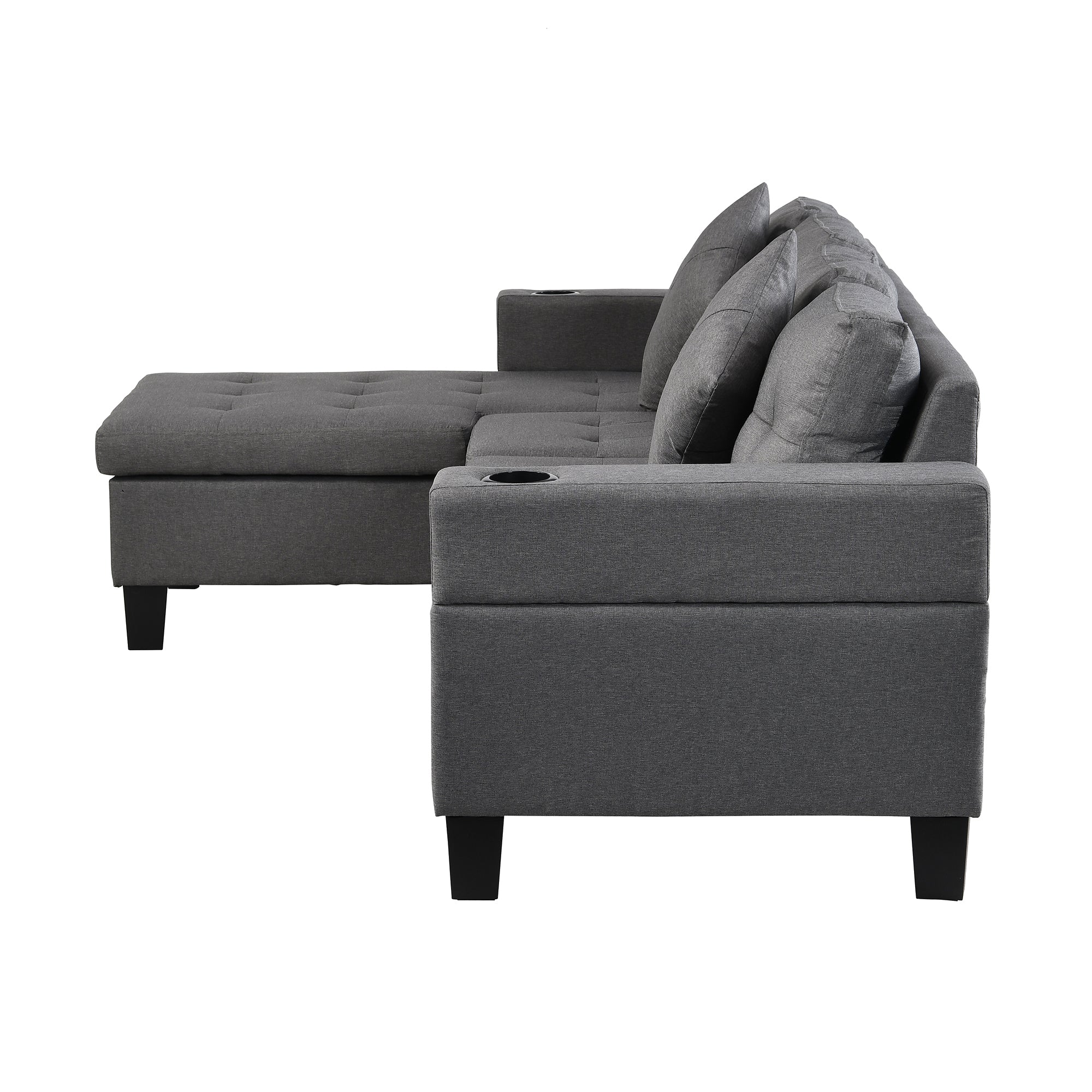 Modern Sectional Sofa Set with L Shape Chaise Lounge and Cup Holders - Image 12