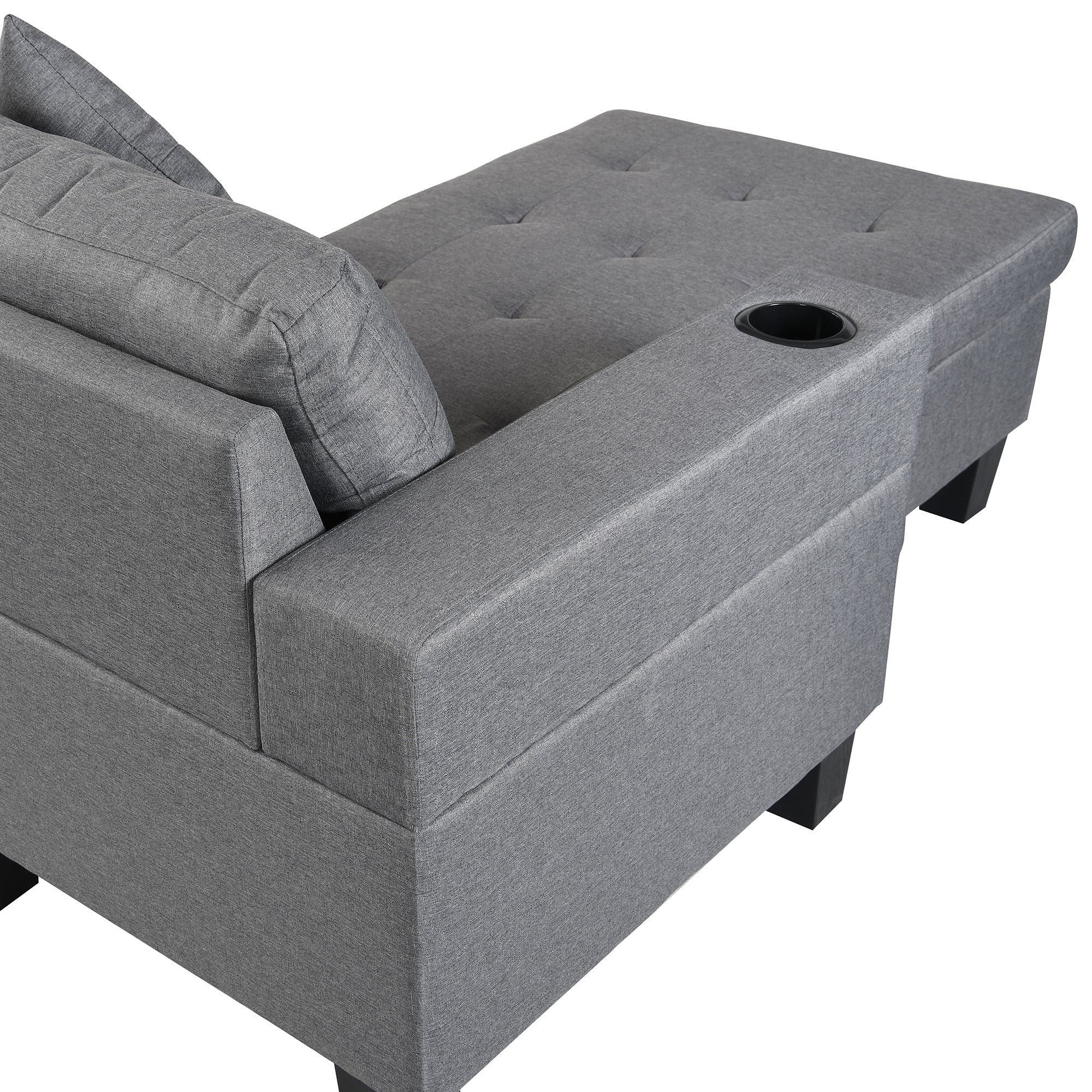 Modern Sectional Sofa Set with L Shape Chaise Lounge and Cup Holders - Image 15