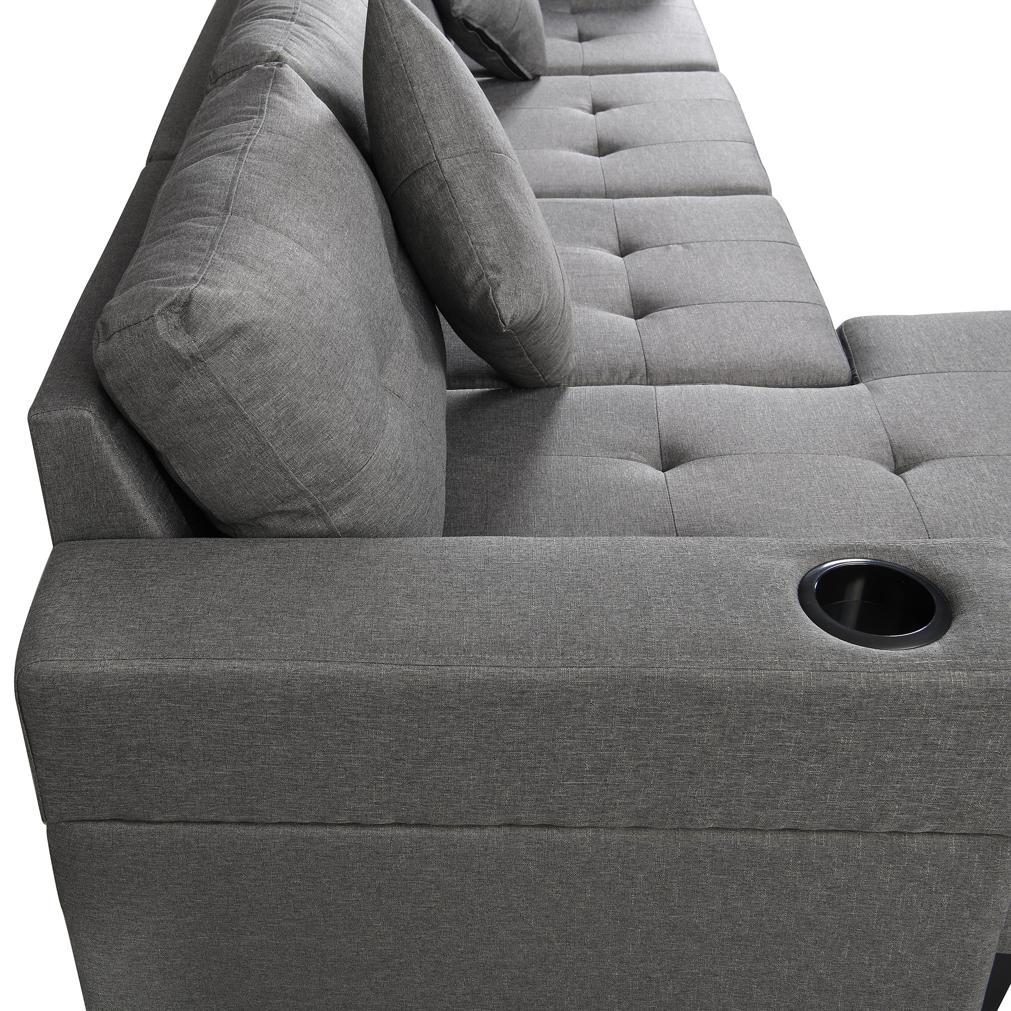 Modern Sectional Sofa Set with L Shape Chaise Lounge and Cup Holders - Image 16