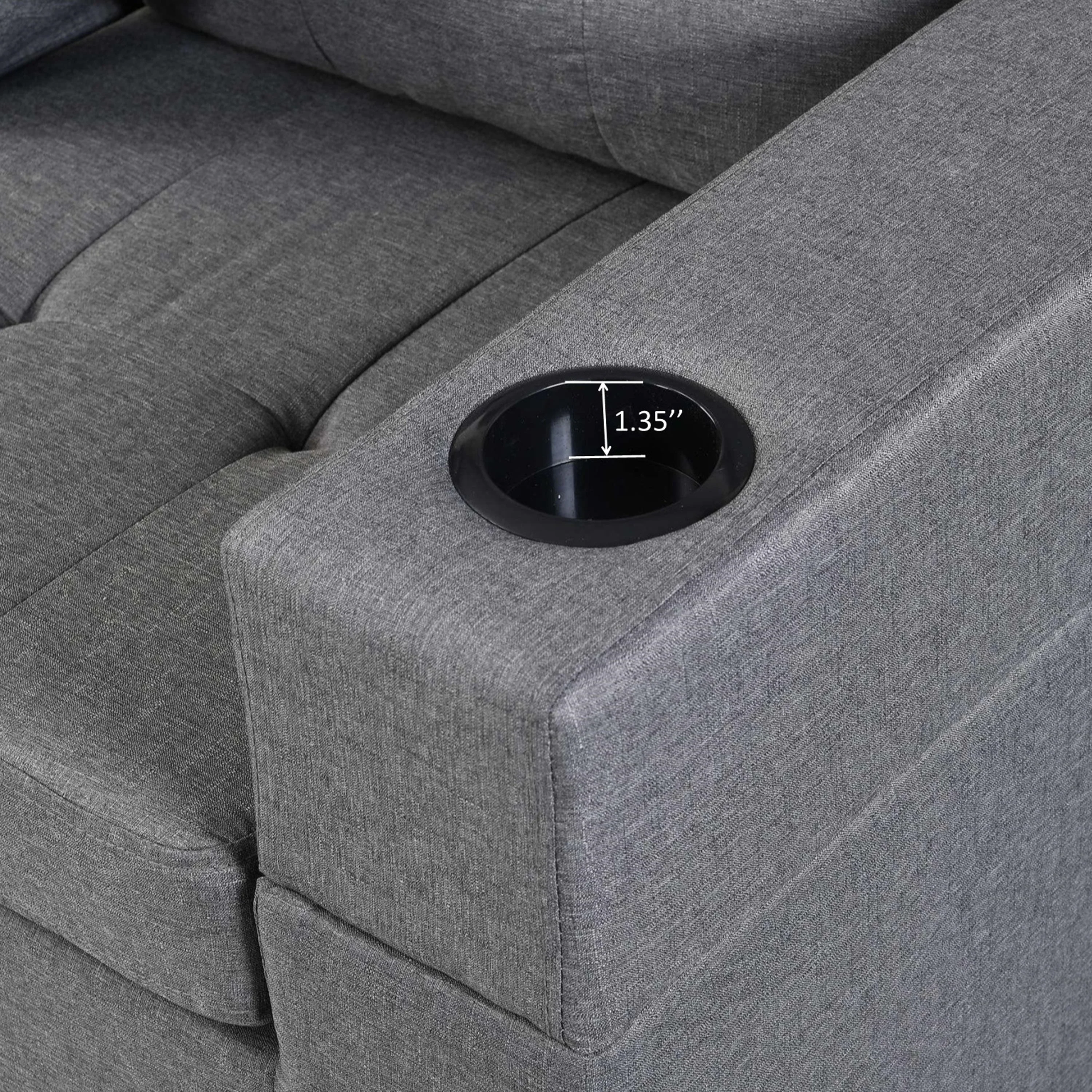 Modern Sectional Sofa Set with L Shape Chaise Lounge and Cup Holders - Image 18