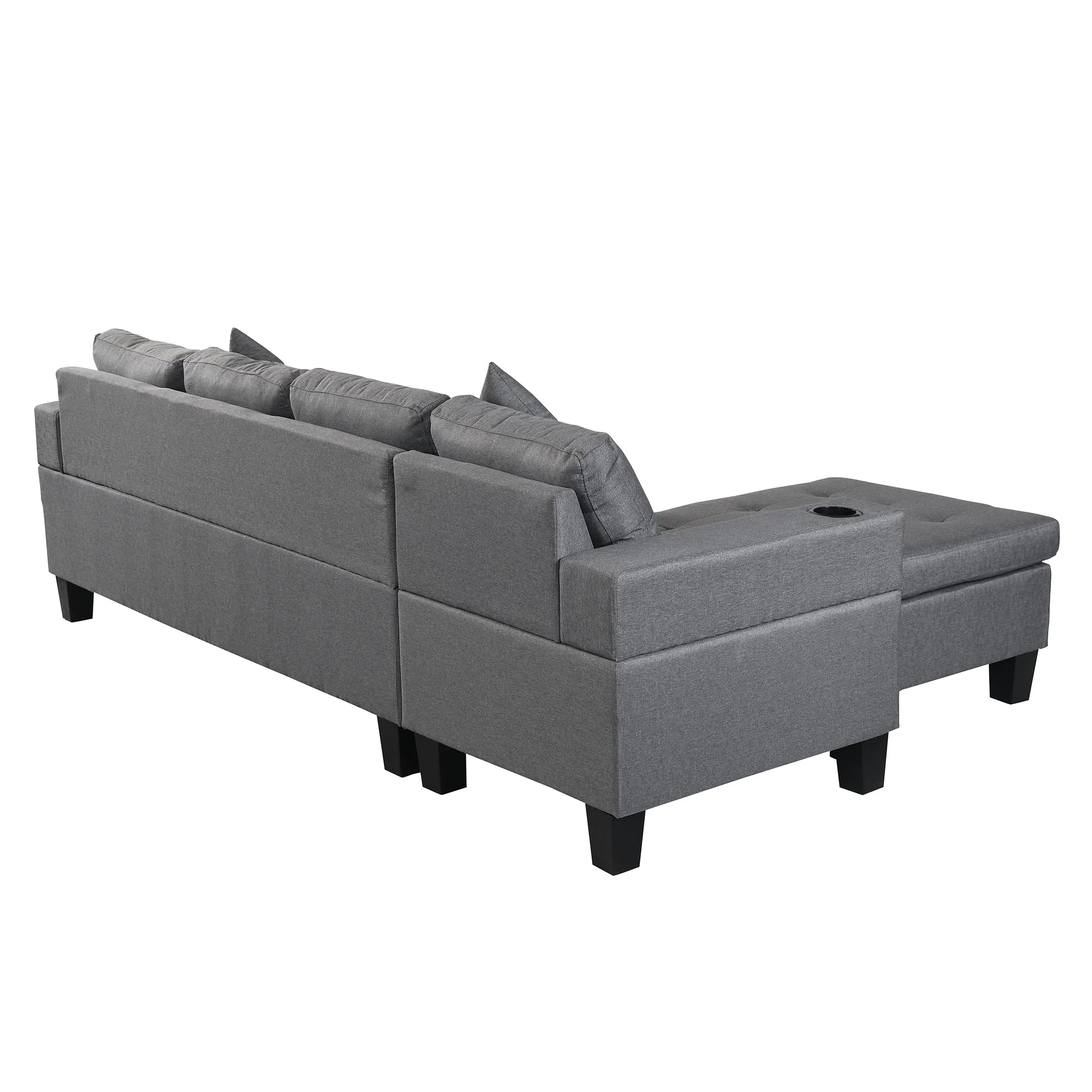 Modern Sectional Sofa Set with L Shape Chaise Lounge and Cup Holders - Image 7