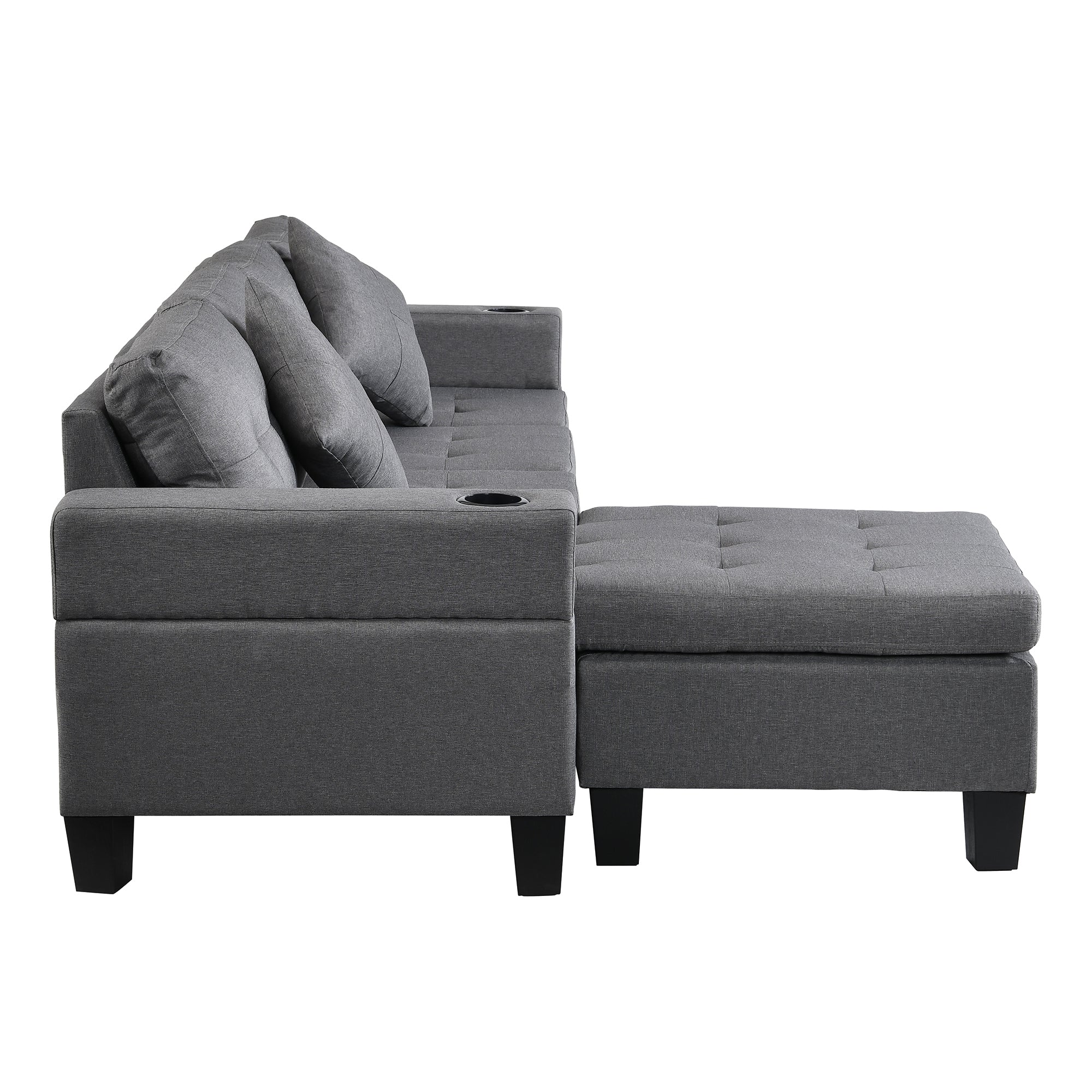 Modern Sectional Sofa Set with L Shape Chaise Lounge and Cup Holders - Image 9
