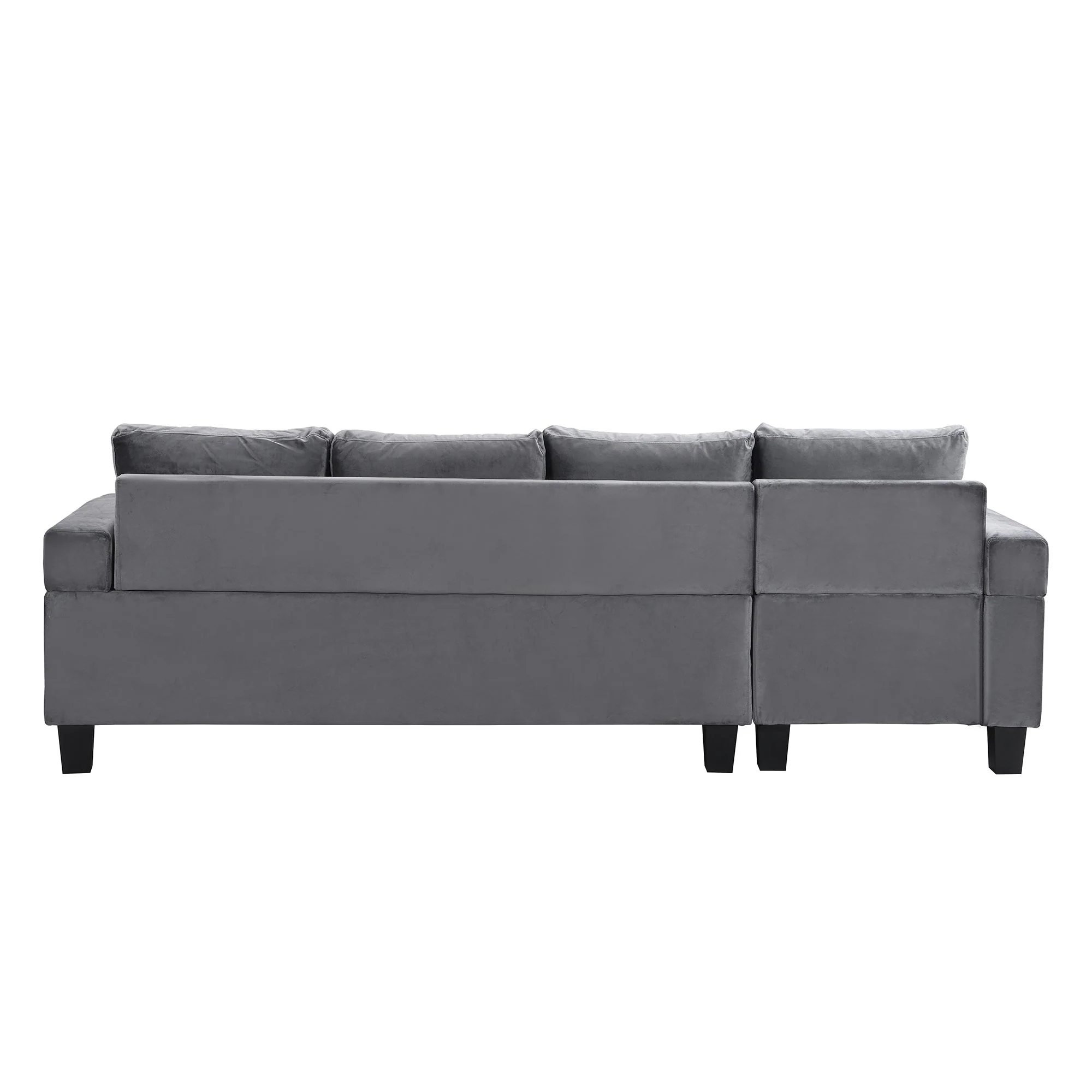 Modern Sectional Sofa Set with L Shape Chaise Lounge and Storage in Grey Velvet Fabric - Image 9