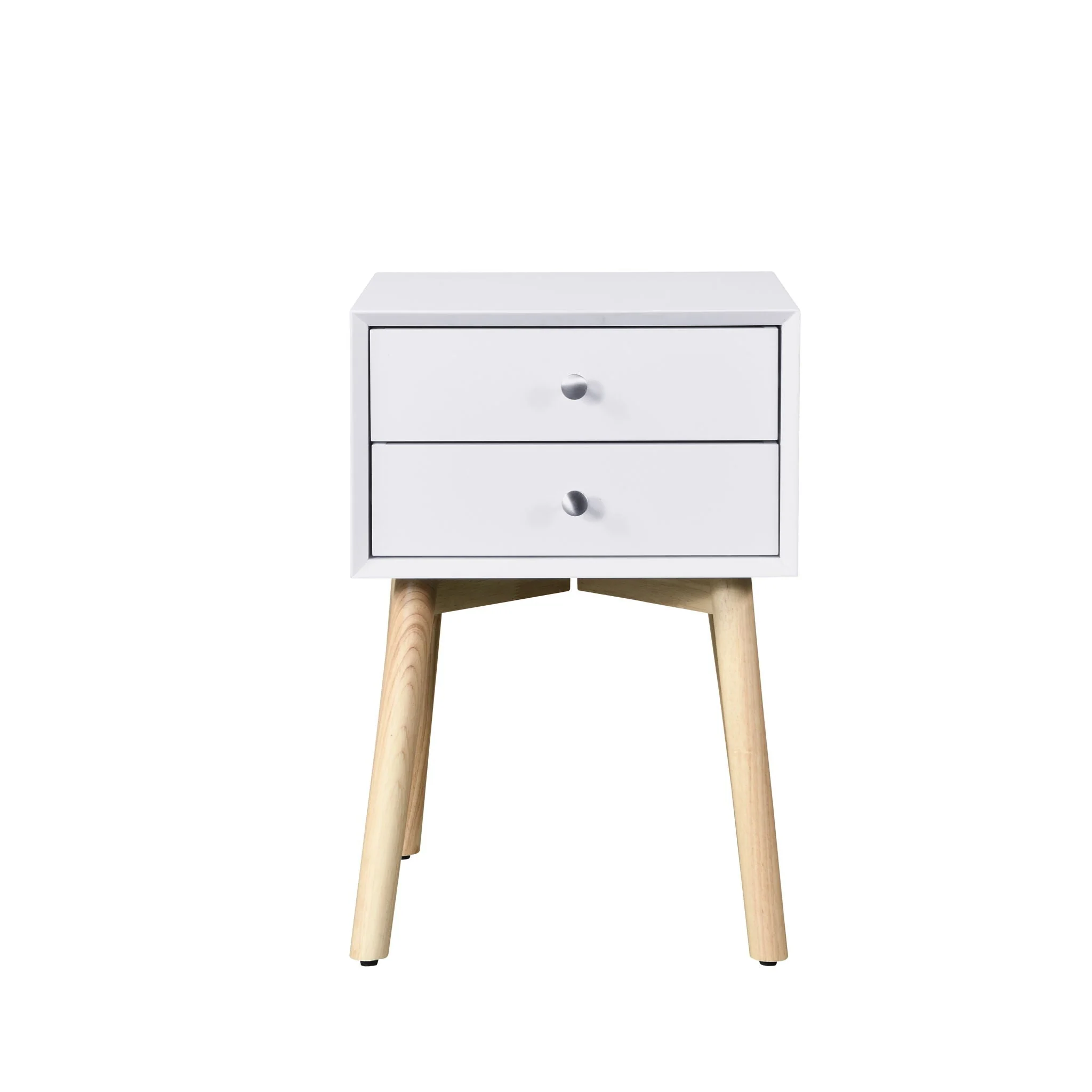 Modern Side Table With 2 Drawer, Mid-Century Storage Cabinet For Bedroom - White - Image 2