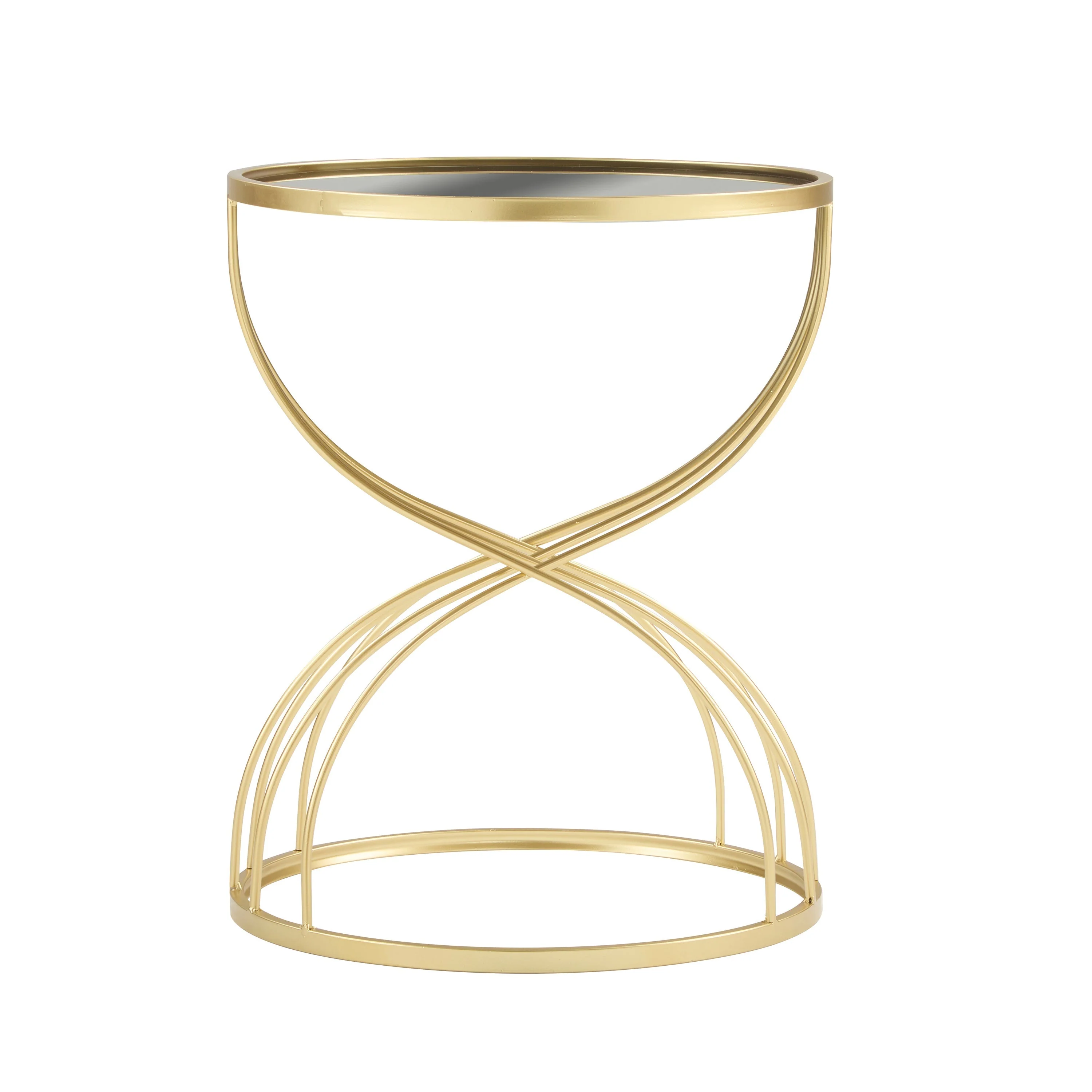 Modern Side Table with Golden Metal Frame and Black Mirror Top - Image 13