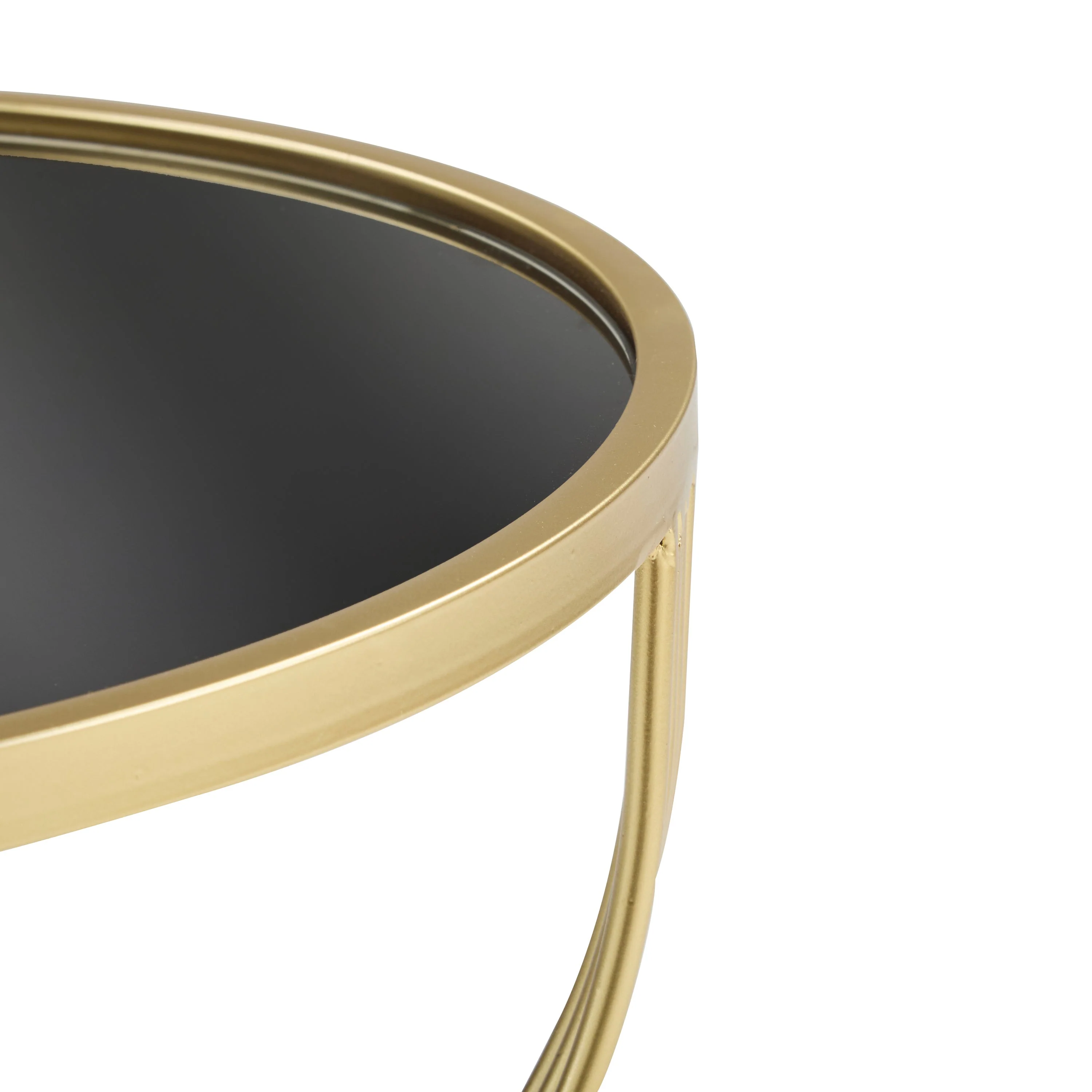 Modern Side Table with Golden Metal Frame and Black Mirror Top - Image 17
