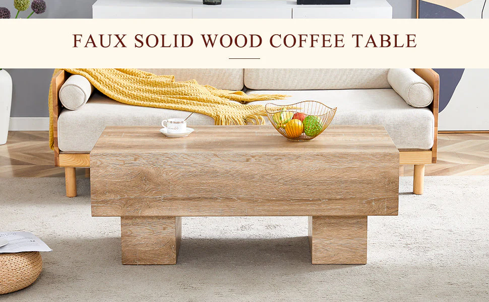 Modern Simple Light Wood Texture Coffee Table - Image 10