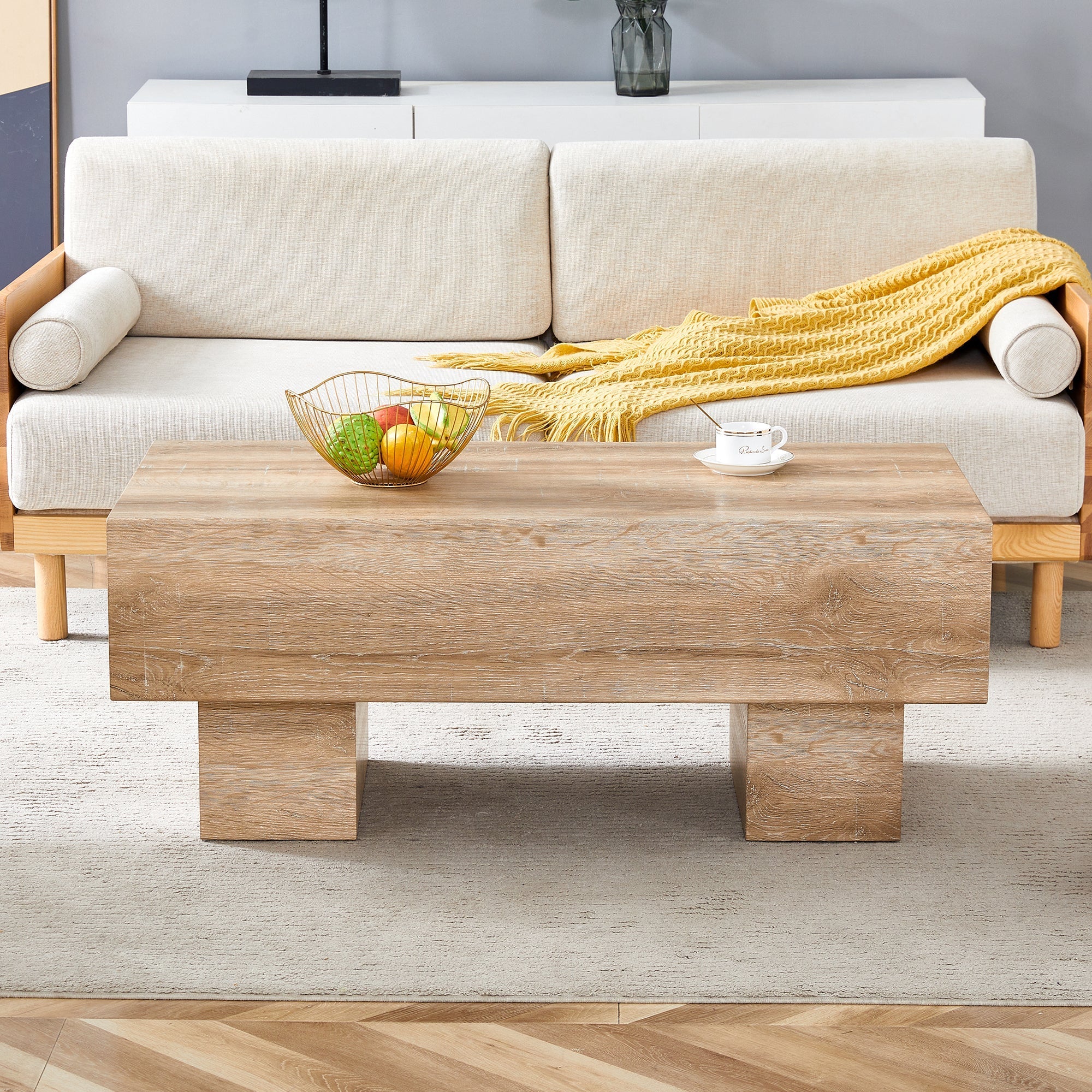 Modern Simple Light Wood Texture Coffee Table - Image 3