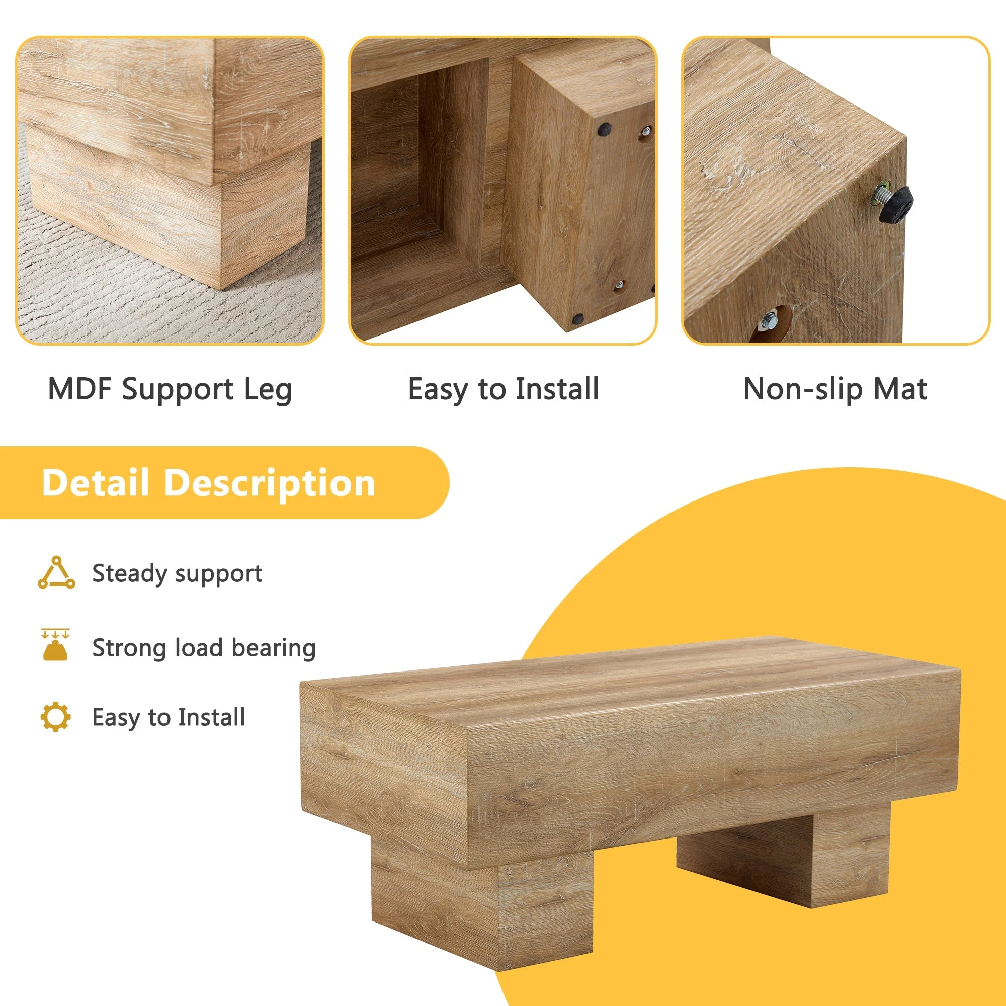Modern Simple Light Wood Texture Coffee Table - Image 5