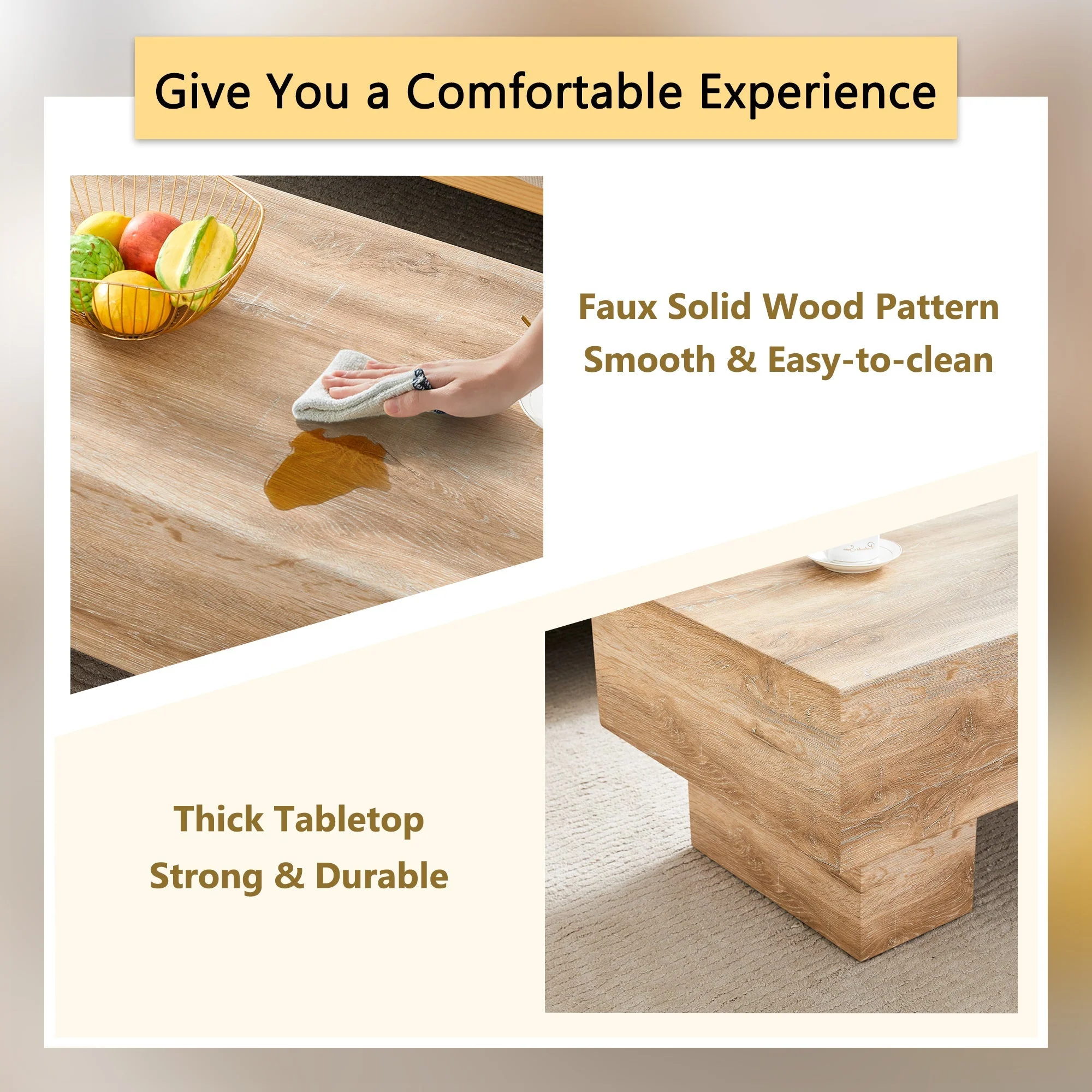 Modern Simple Light Wood Texture Coffee Table - Image 7