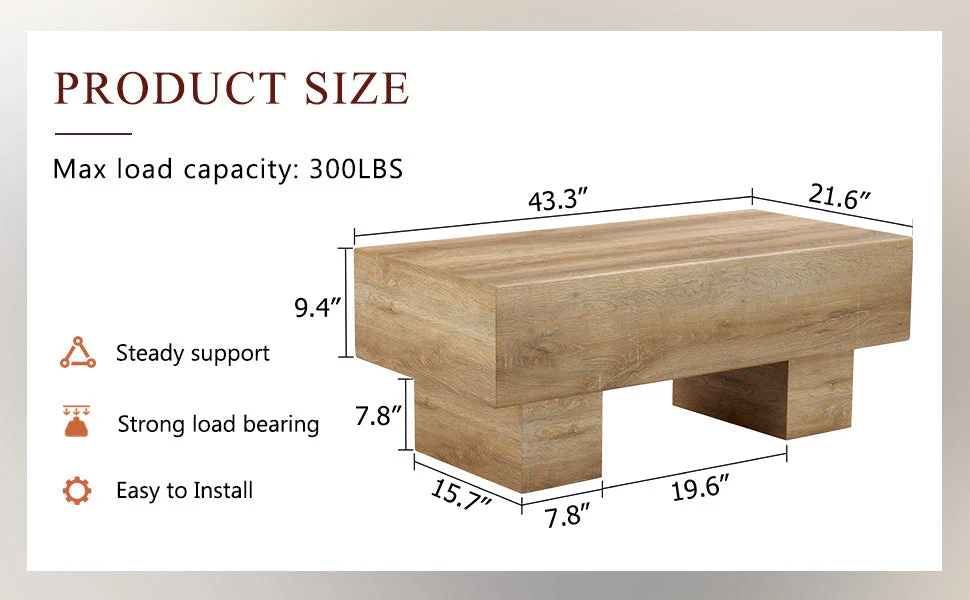 Modern Simple Light Wood Texture Coffee Table - Image 8