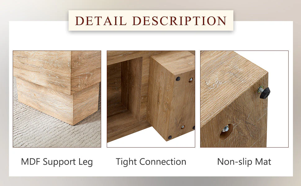 Modern Simple Light Wood Texture Coffee Table - Image 9