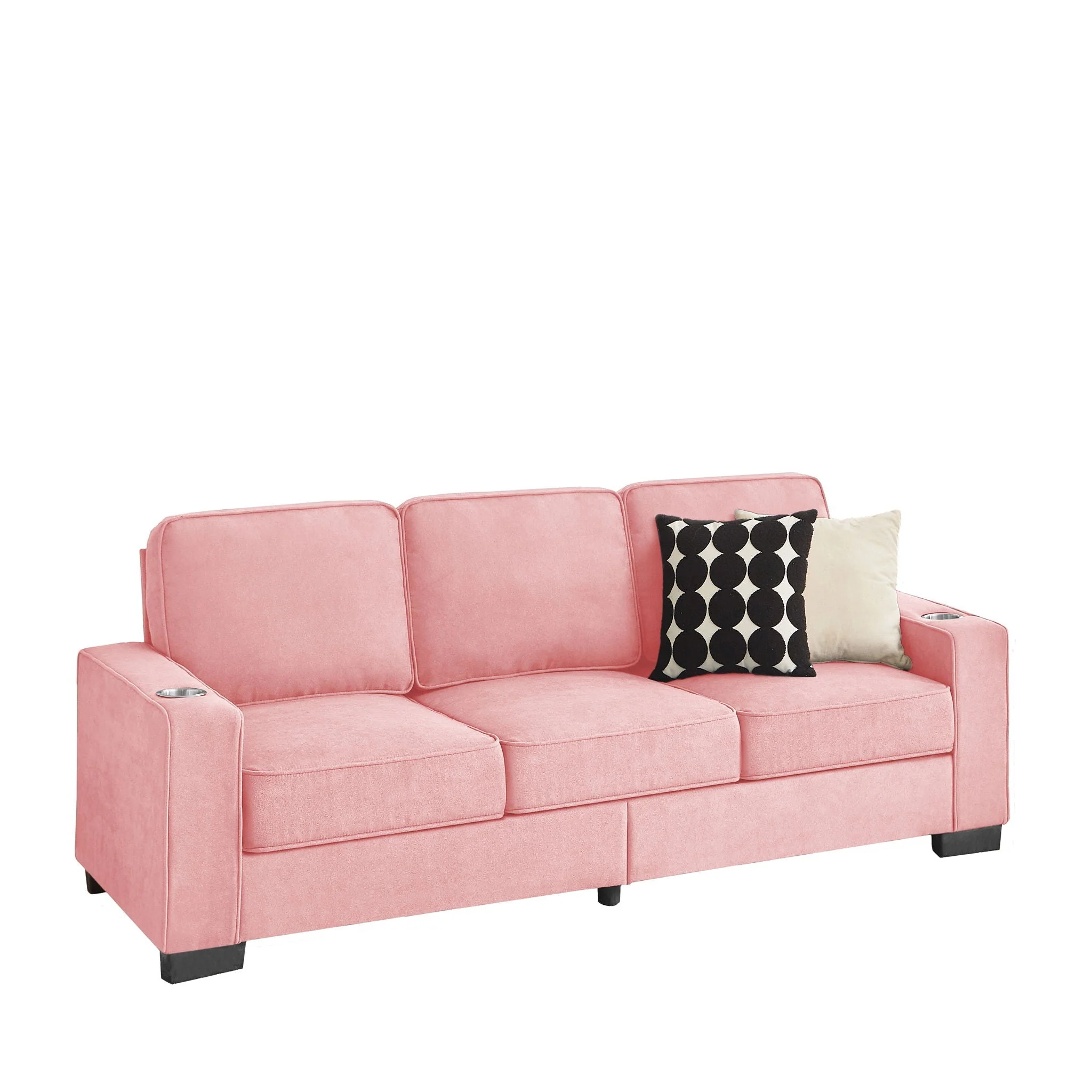 Modern Snowfleece Fabric 3 Seater Sofa With Cup Holder - Image 2