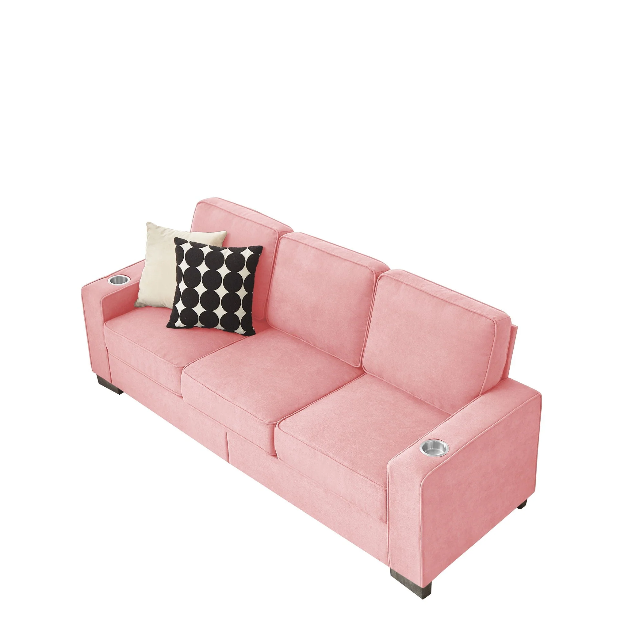 Modern Snowfleece Fabric 3 Seater Sofa With Cup Holder - Image 8