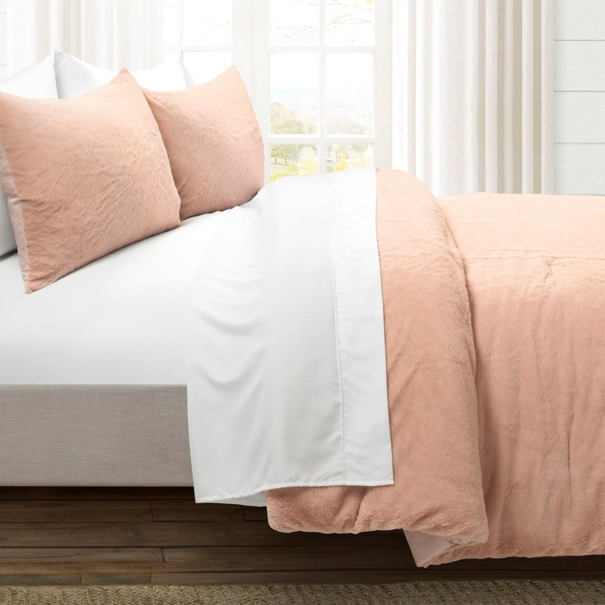 Modern Solid Ultra Soft Faux Fur Comforter Bed In A Bag - Image 4