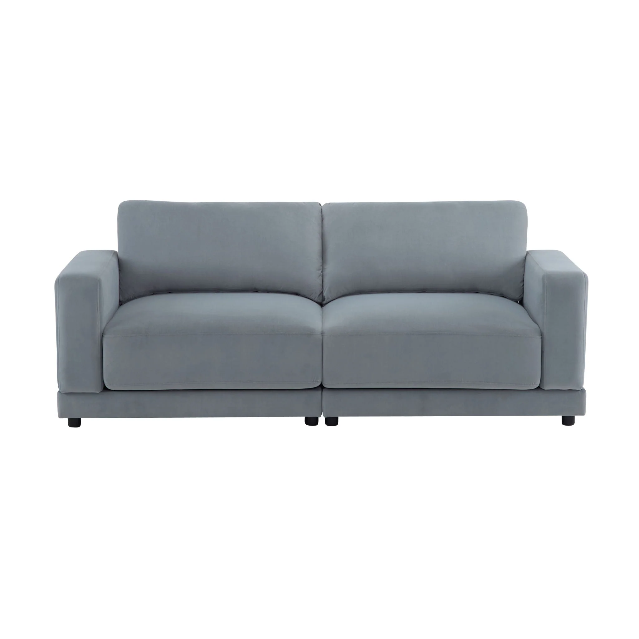 Modern Square Arm Sofa With Soft Fabric Upholstery, Deep Cushions - Image 3