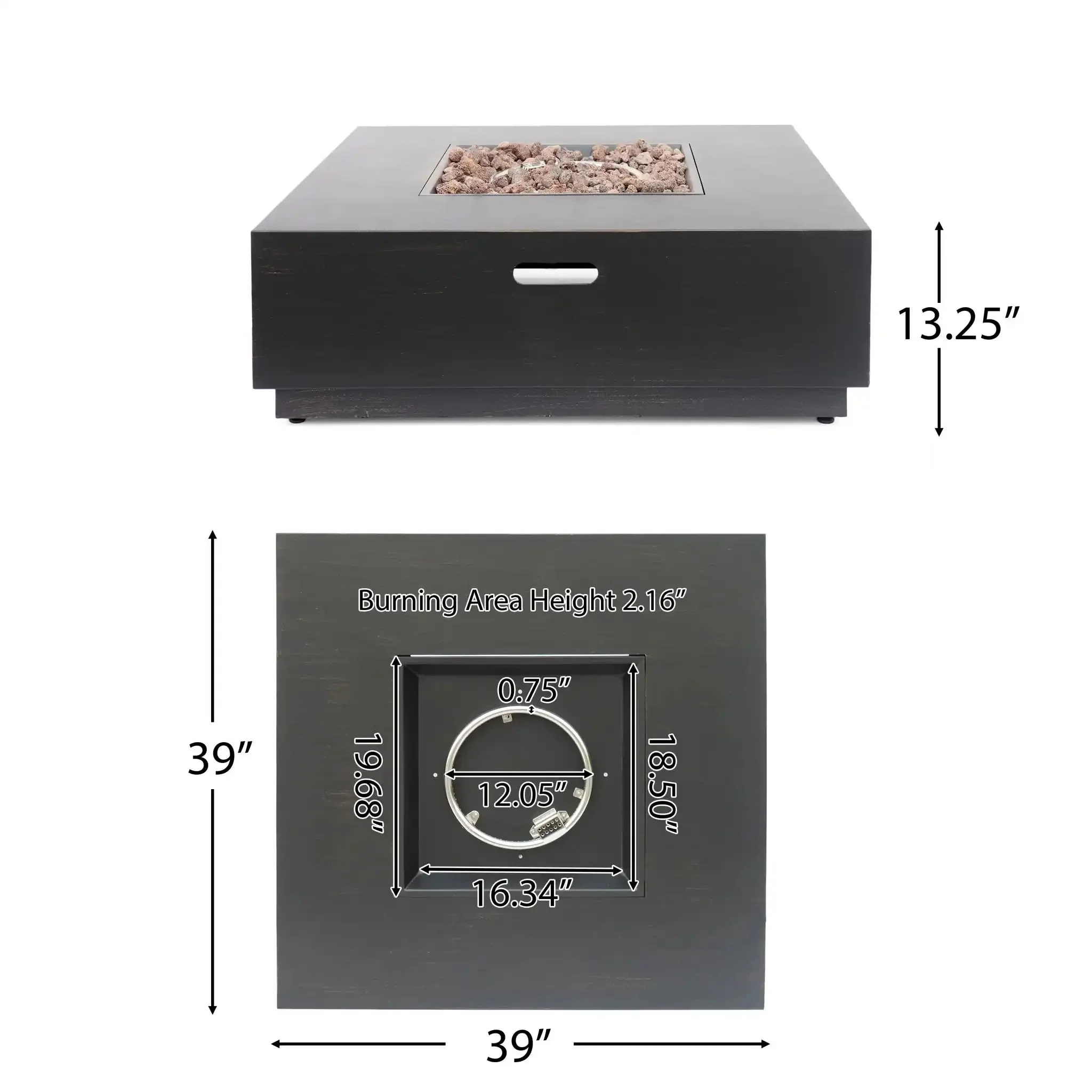 Modern Square Fire Pit with 50,000 BTU - Image 5