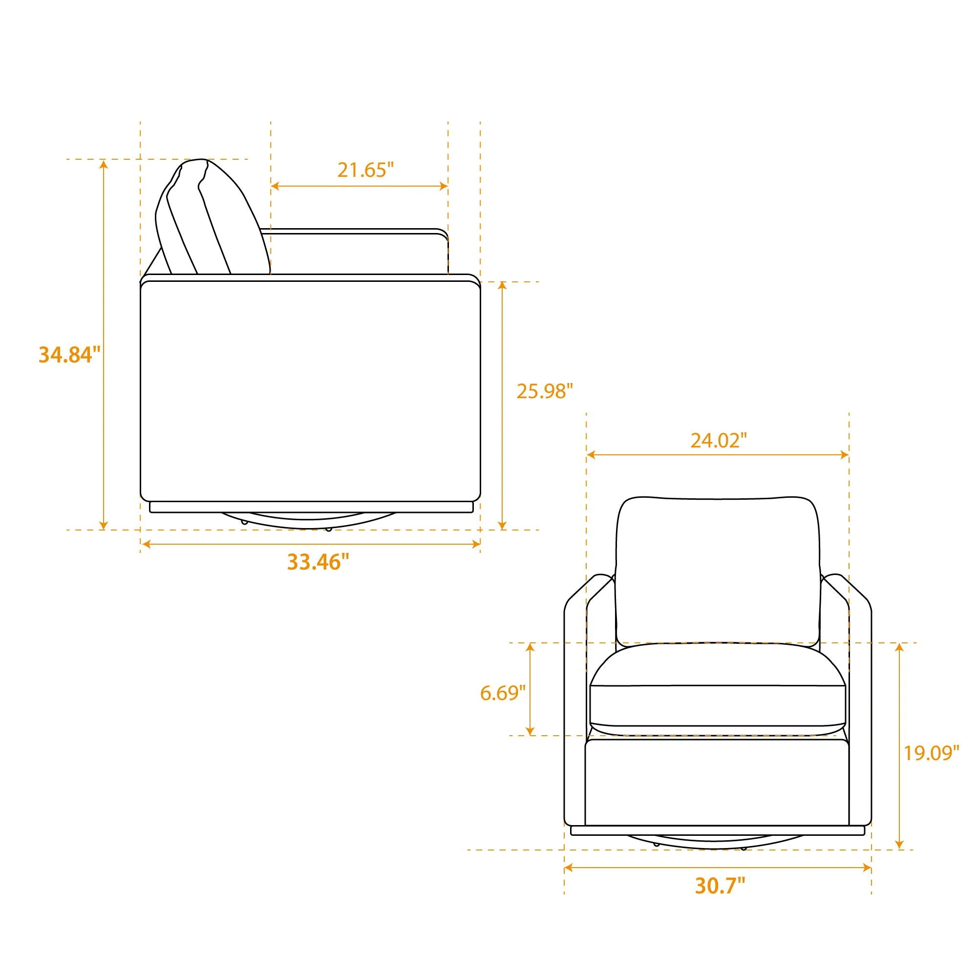 Modern Square Upholstered Swivel Accent Chair With Metal Base - Image 10
