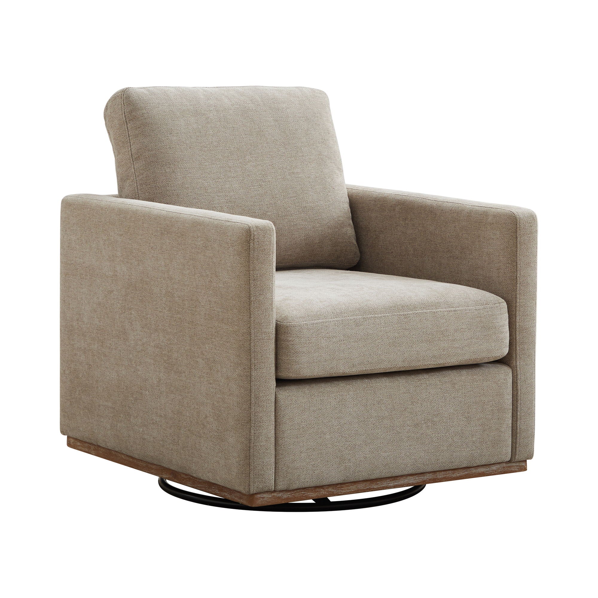 Modern Square Upholstered Swivel Accent Chair With Metal Base - Image 3