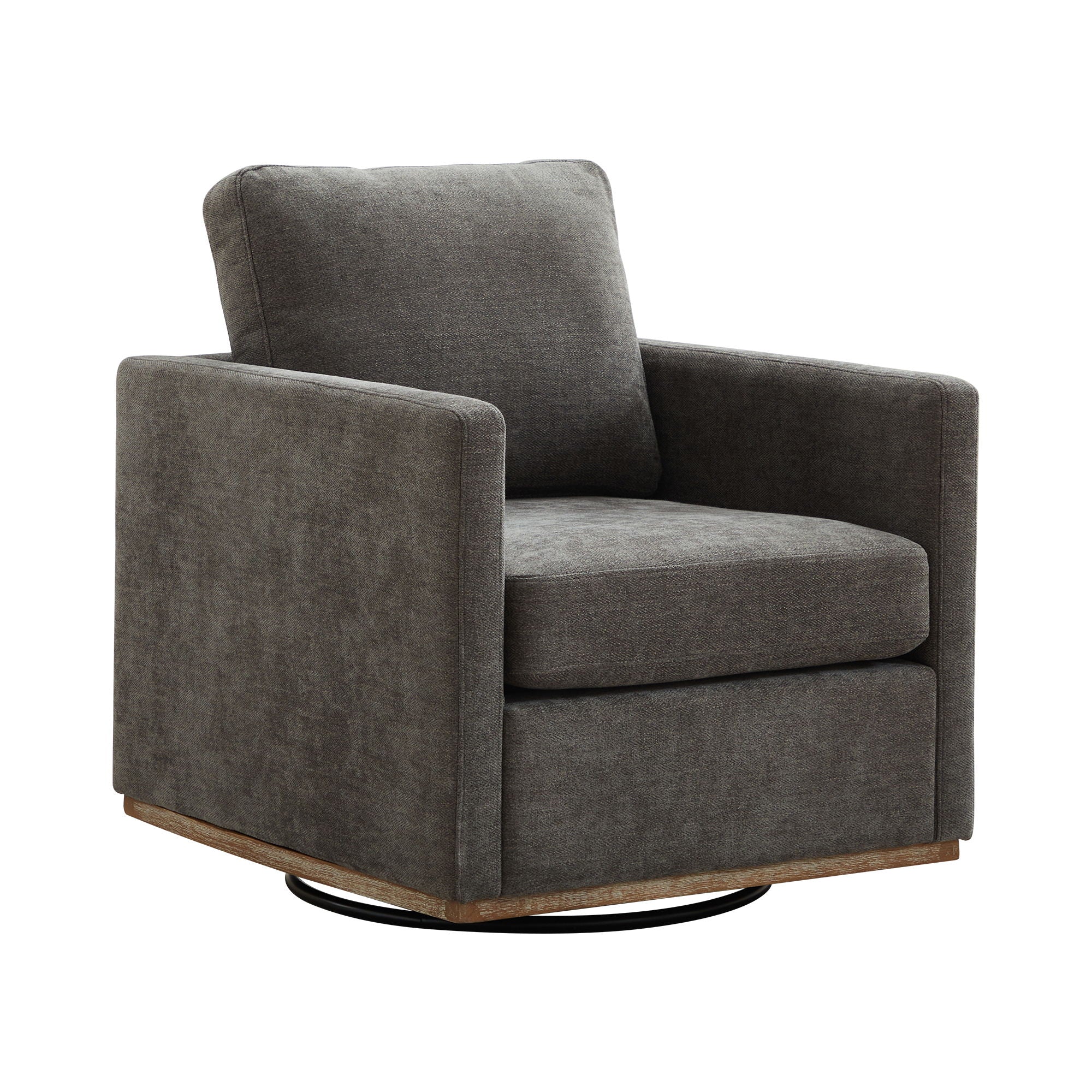 Modern Square Upholstered Swivel Accent Chair With Metal Base - Image 4
