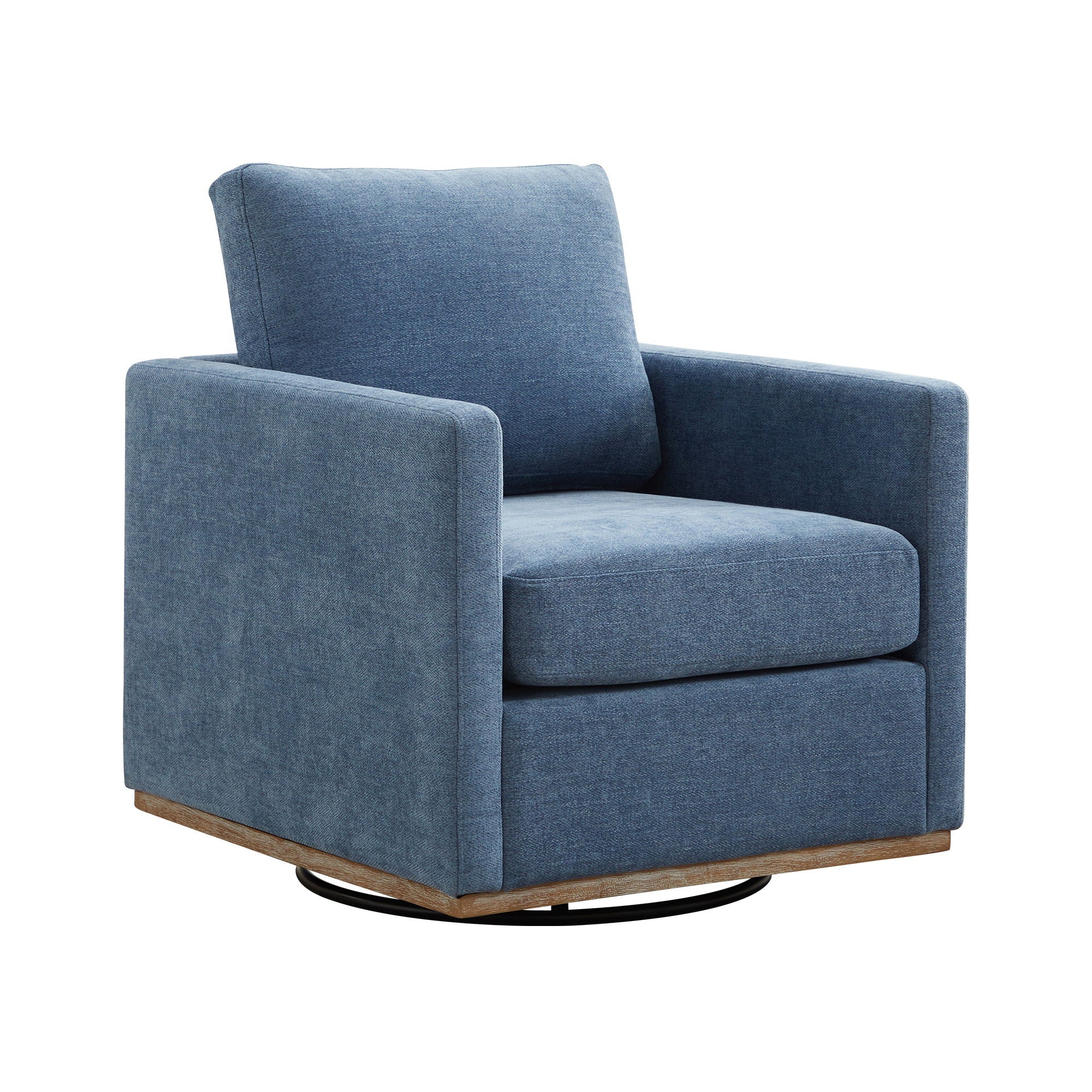 Modern Square Upholstered Swivel Accent Chair With Metal Base - Image 5