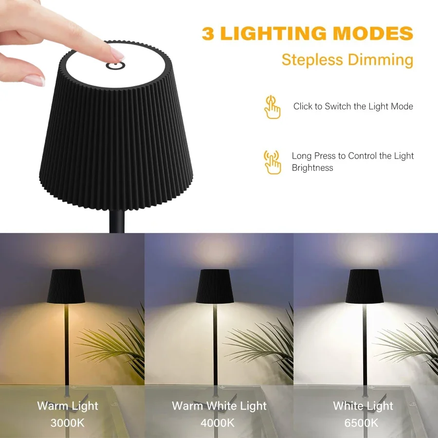 Modern Stripe LED Table Lamp USB Wireless Charging Touch Dimmable Bedside Light - Image 2