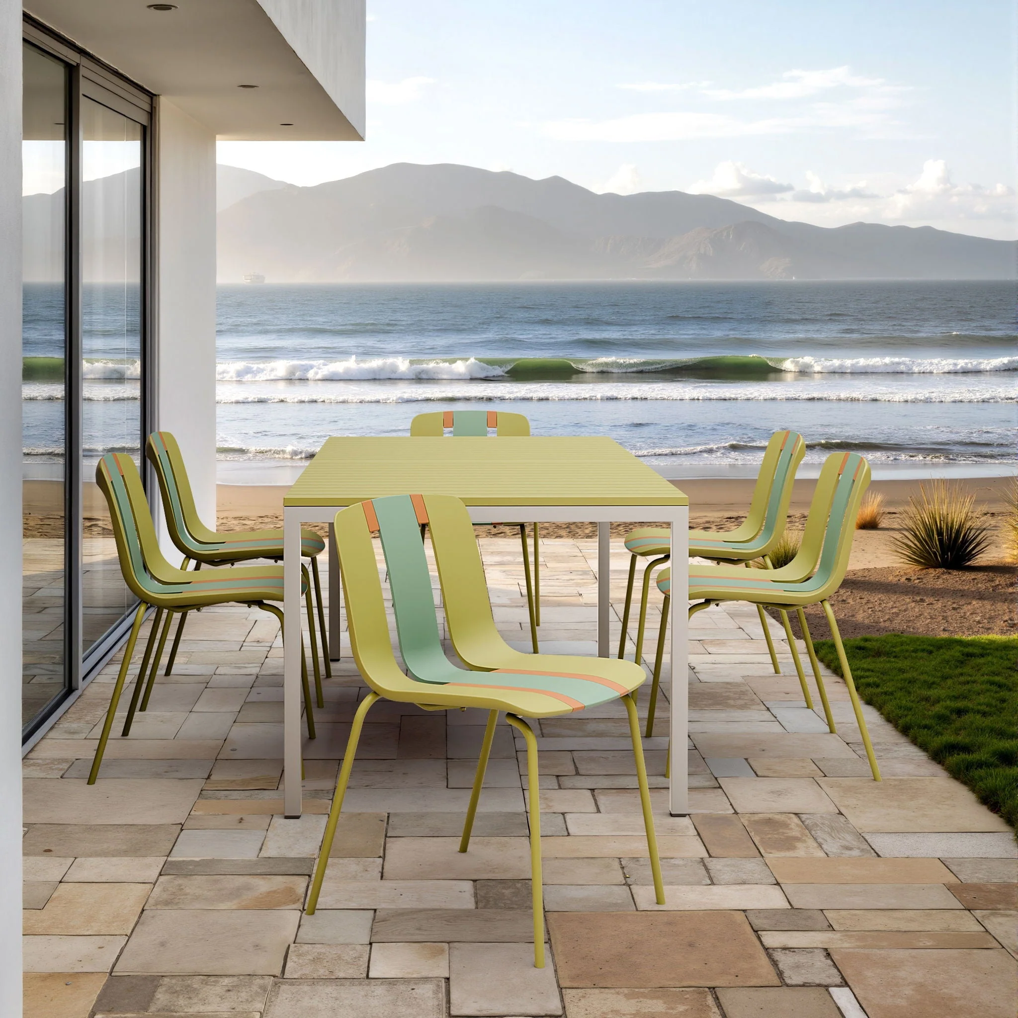Modern Striped Blocking Single Chairs, Waterproof And Fade Resistant (Set of 4) - Image 3