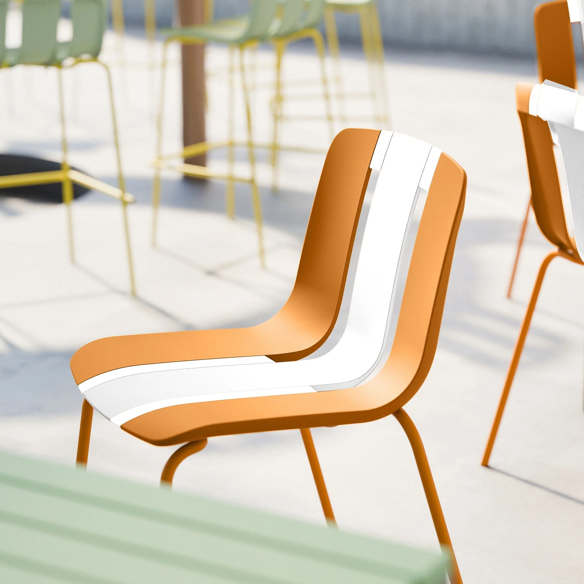 Modern Striped Blocking Single Chairs, Waterproof And Fade Resistant (Set of 4) - Image 5