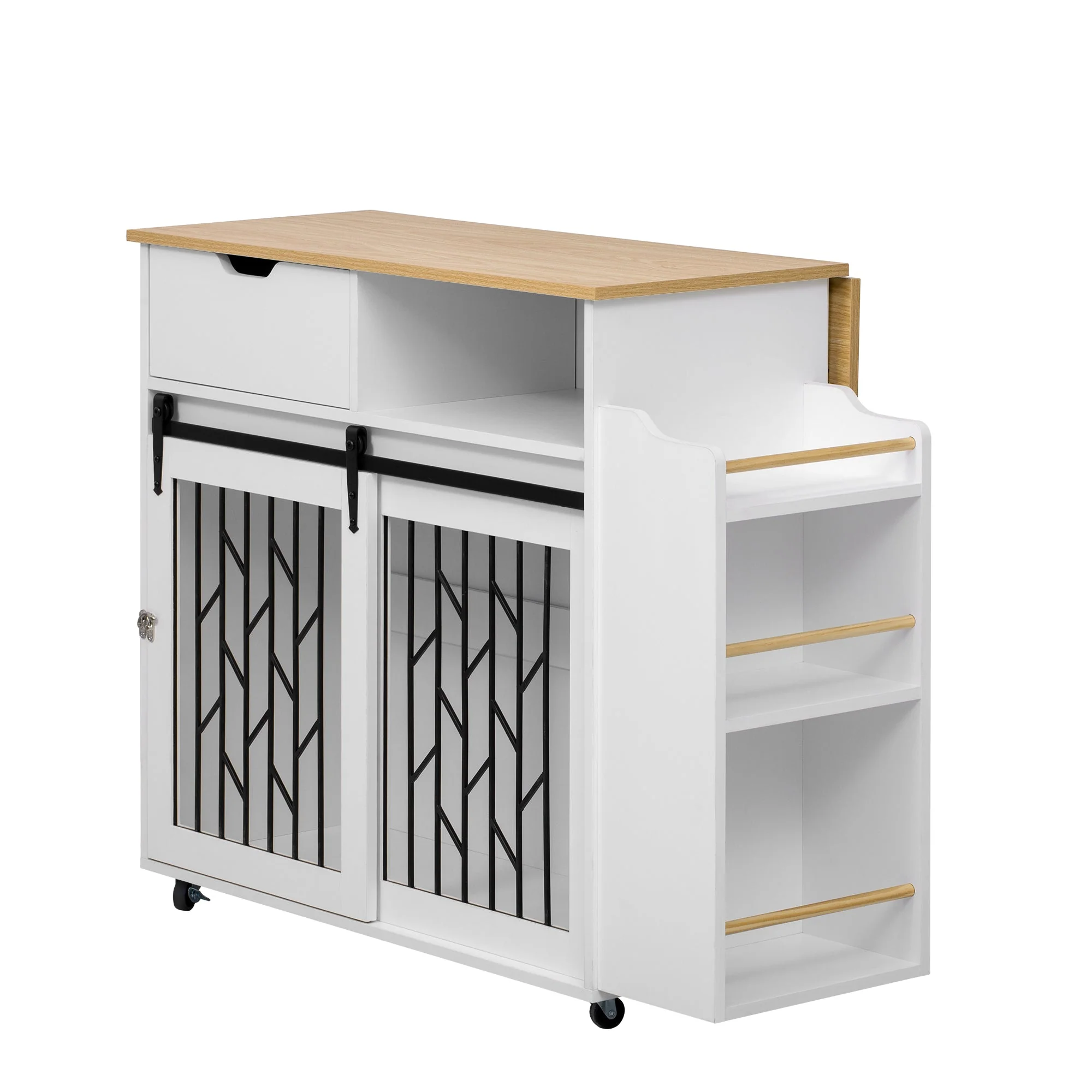 Modern Style 2-in-1 Pet Friendly Dog Crate Kitchen Island End Table - Image 2