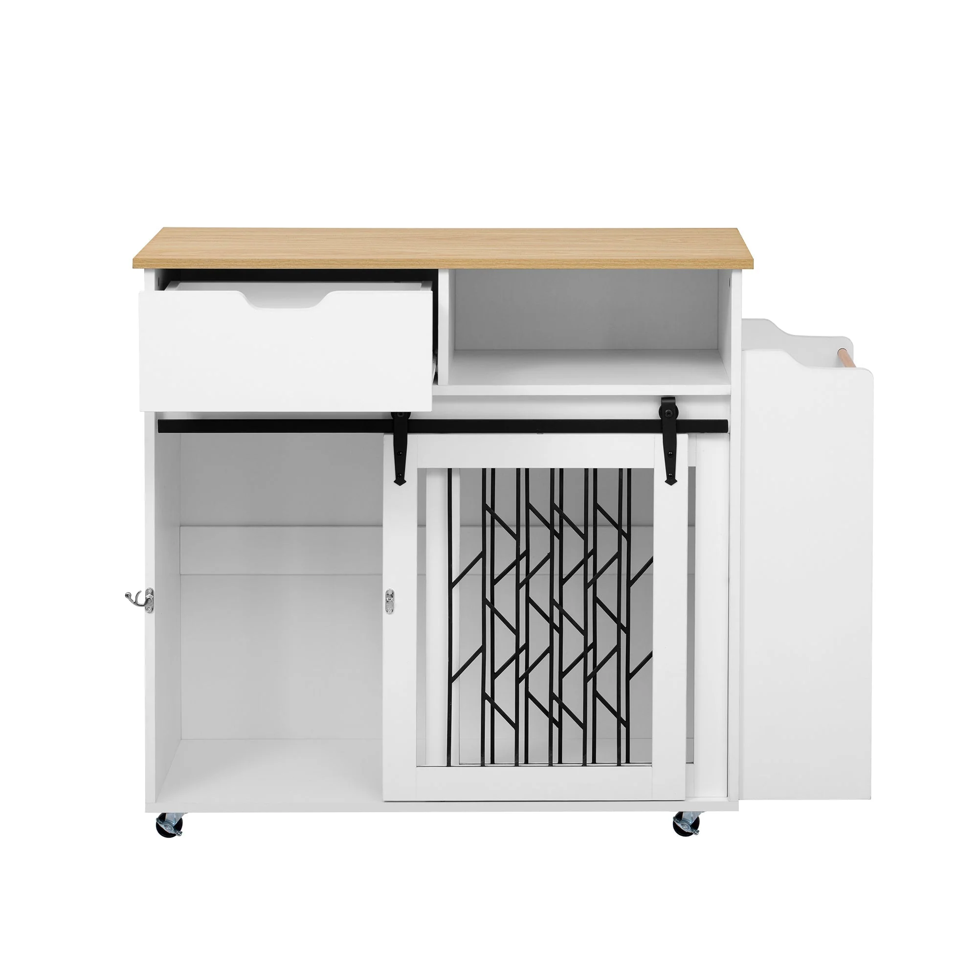 Modern Style 2-in-1 Pet Friendly Dog Crate Kitchen Island End Table - Image 8