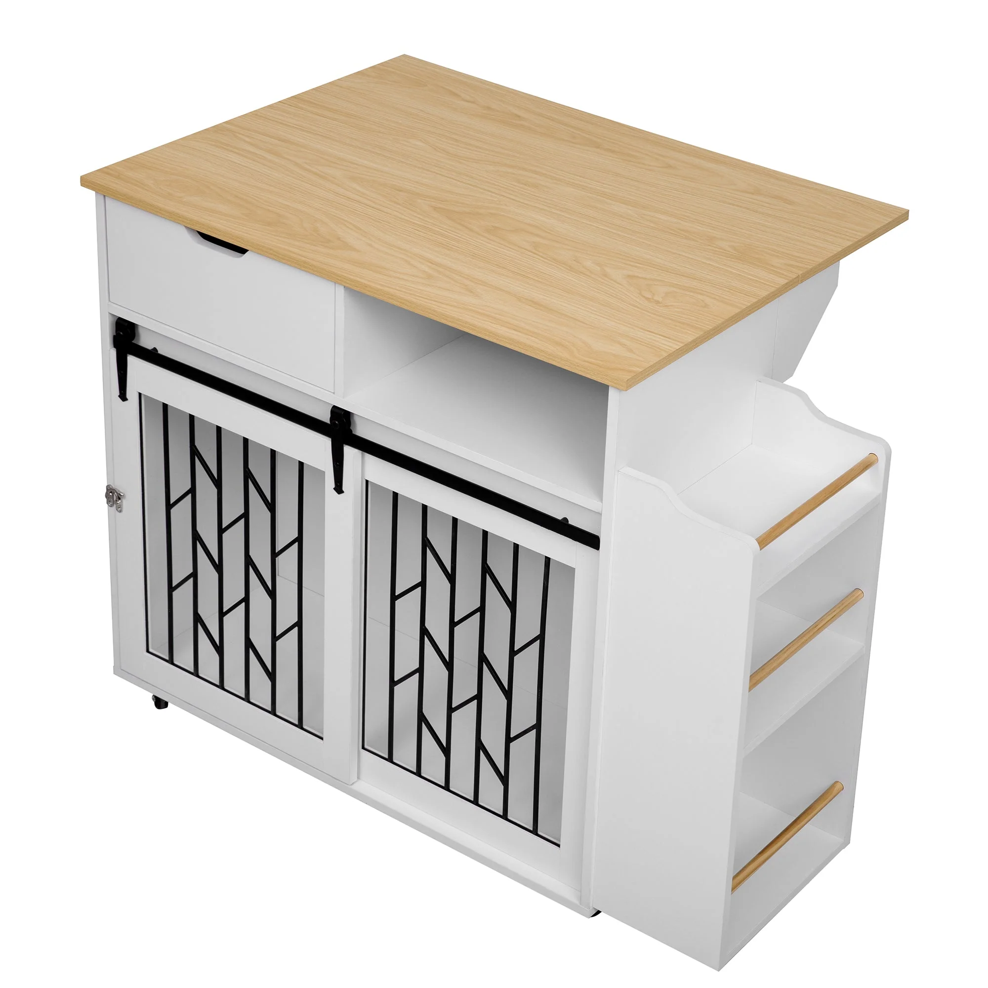 Modern Style 2-in-1 Pet Friendly Dog Crate Kitchen Island End Table - Image 9