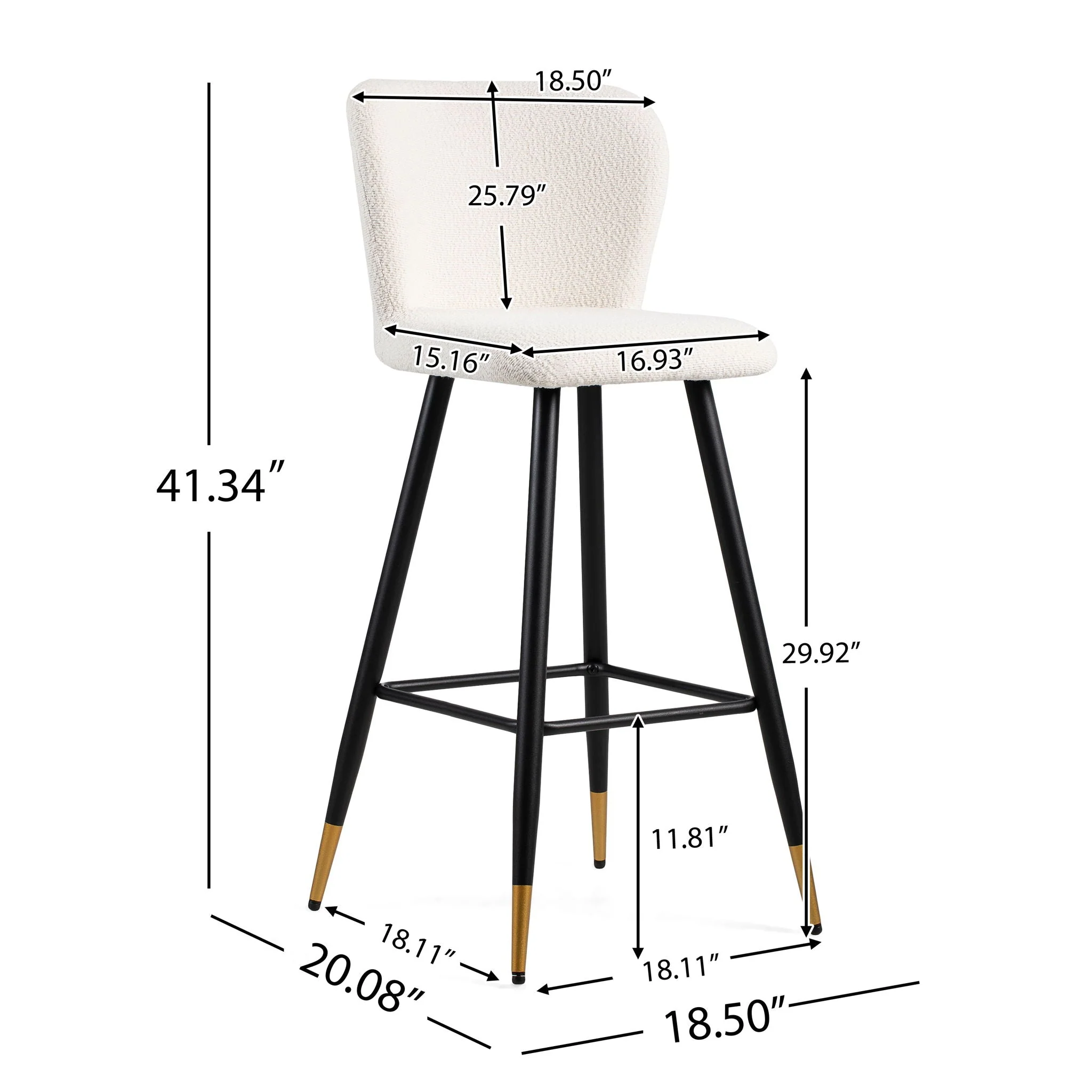 Modern Style Barstool, Tipped Ends, Suitable For Various Decoration Styles - White - Image 2