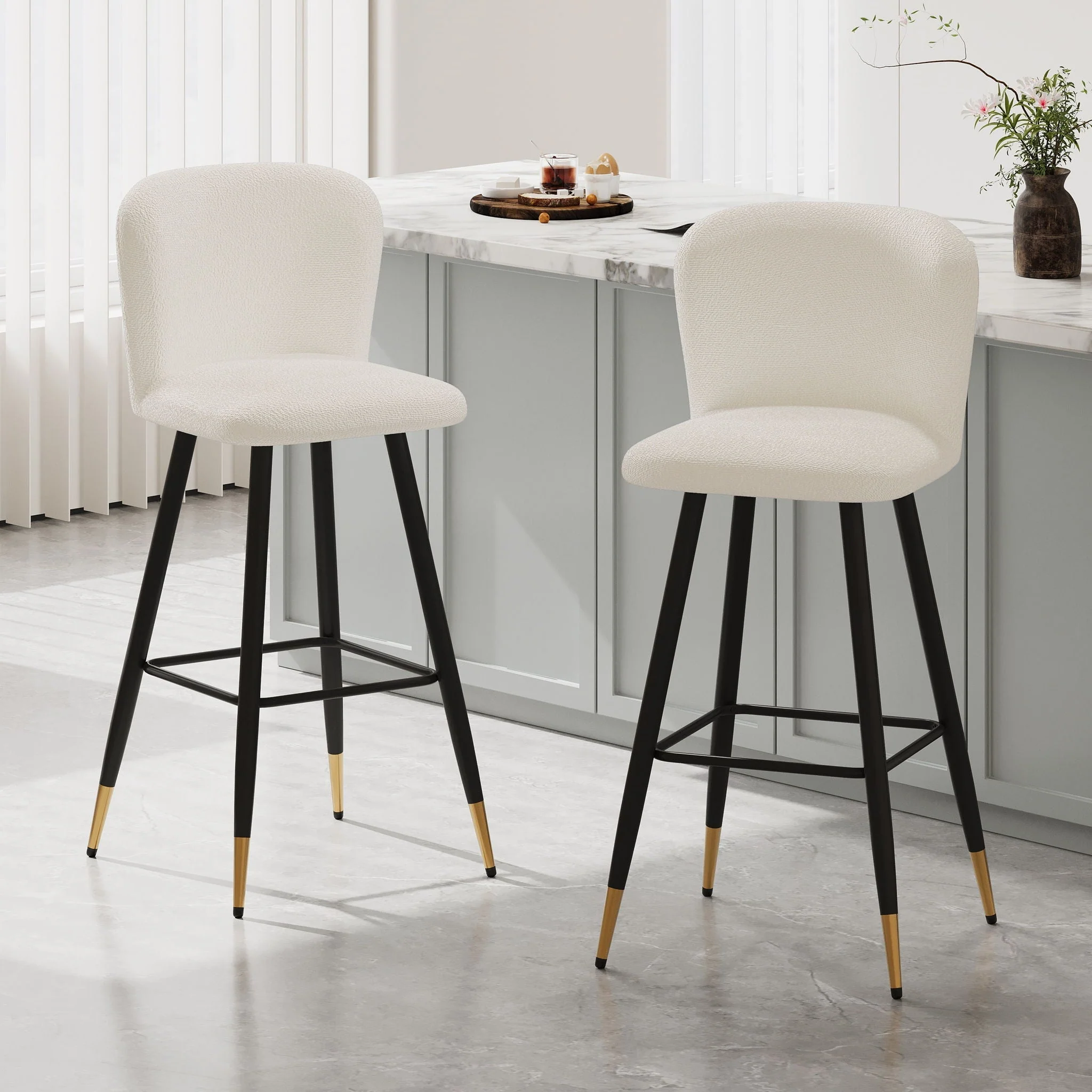 Modern Style Barstool, Tipped Ends, Suitable For Various Decoration Styles - White - Image 3