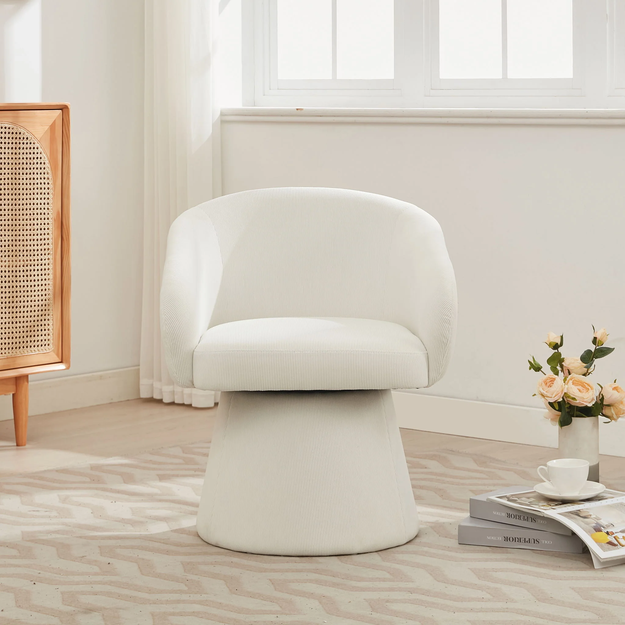 Modern Swivel Accent Chair With Ergonomic Barrel Design - Image 2
