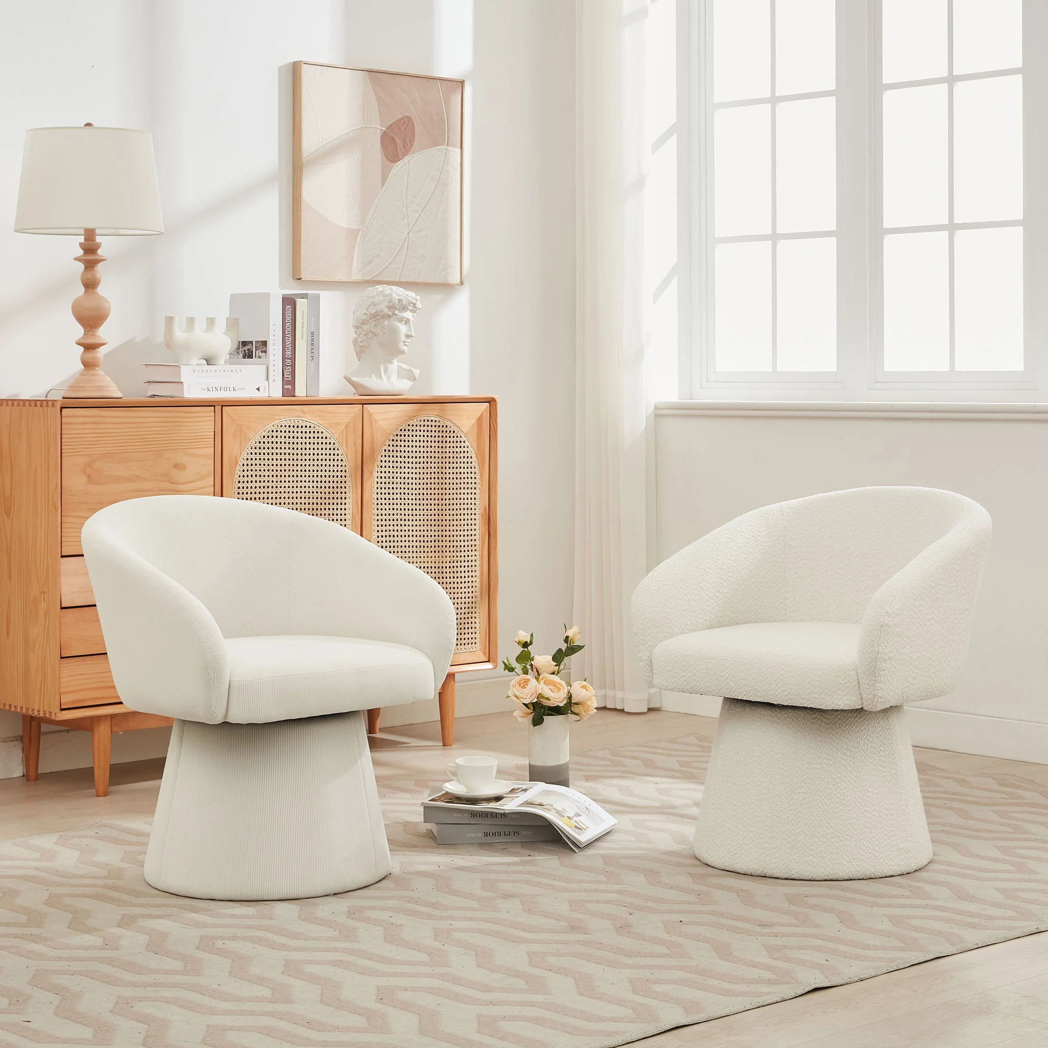 Modern Swivel Accent Chair With Ergonomic Barrel Design - Image 4