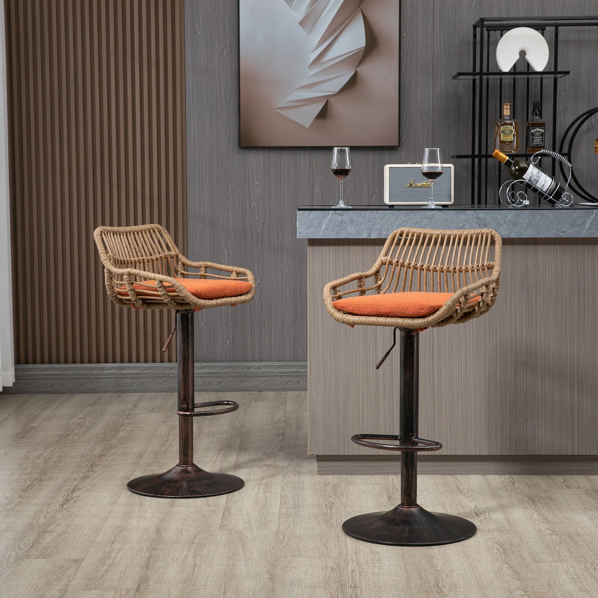 Modern Swivel Bar Stools Adjustable Counter Chairs With Footrest (Set of 2) - Image 18