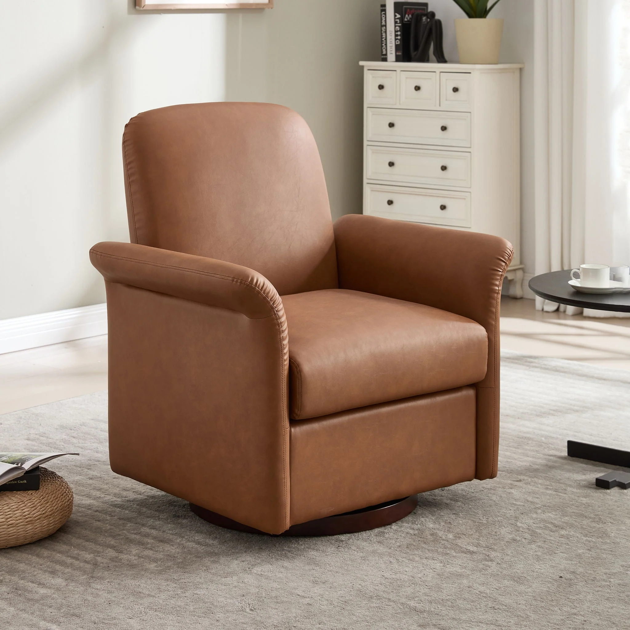 Modern Swivel Barrel Accent Chair With Base - Image 10