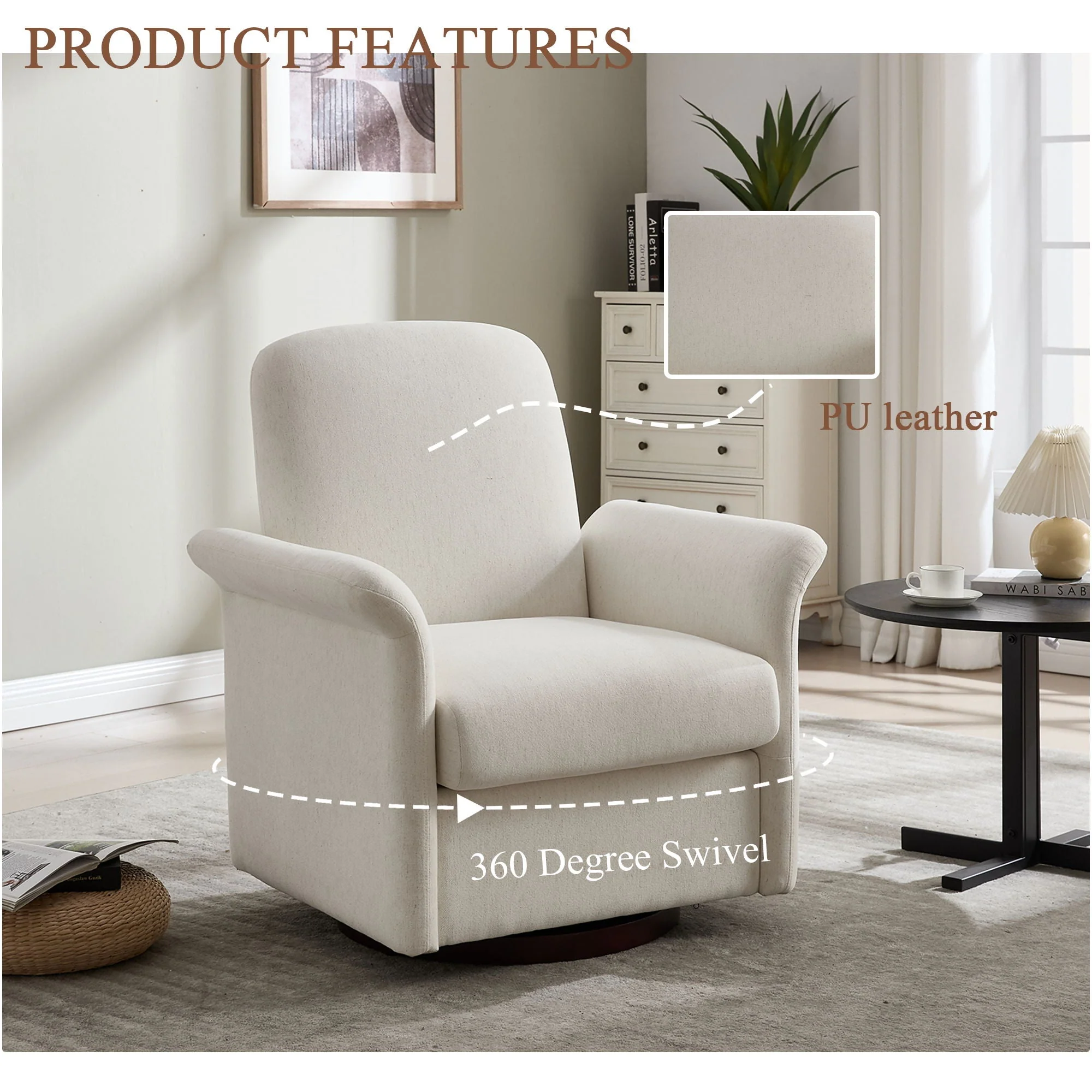 Modern Swivel Barrel Accent Chair With Base - Image 12
