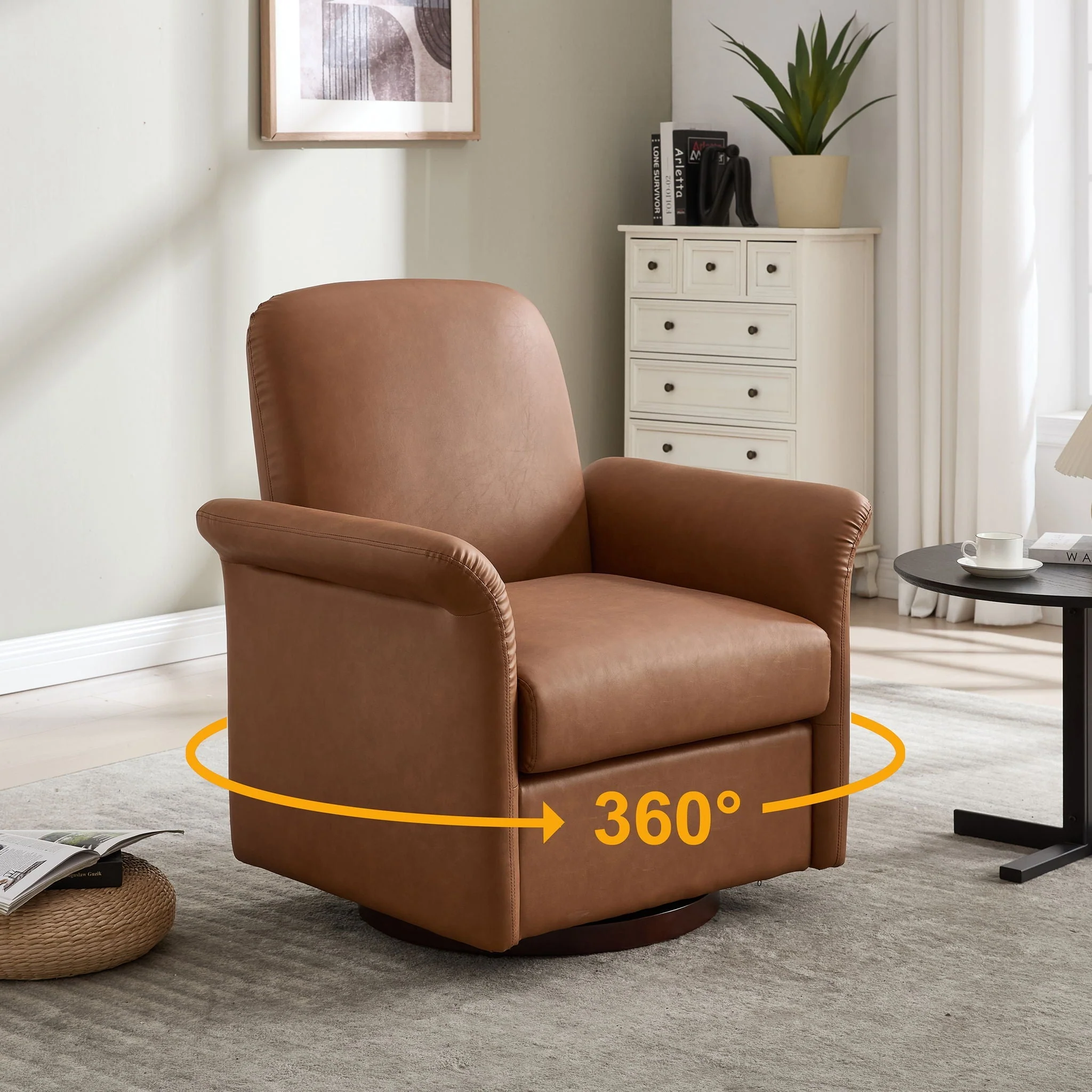 Modern Swivel Barrel Accent Chair With Base - Image 6