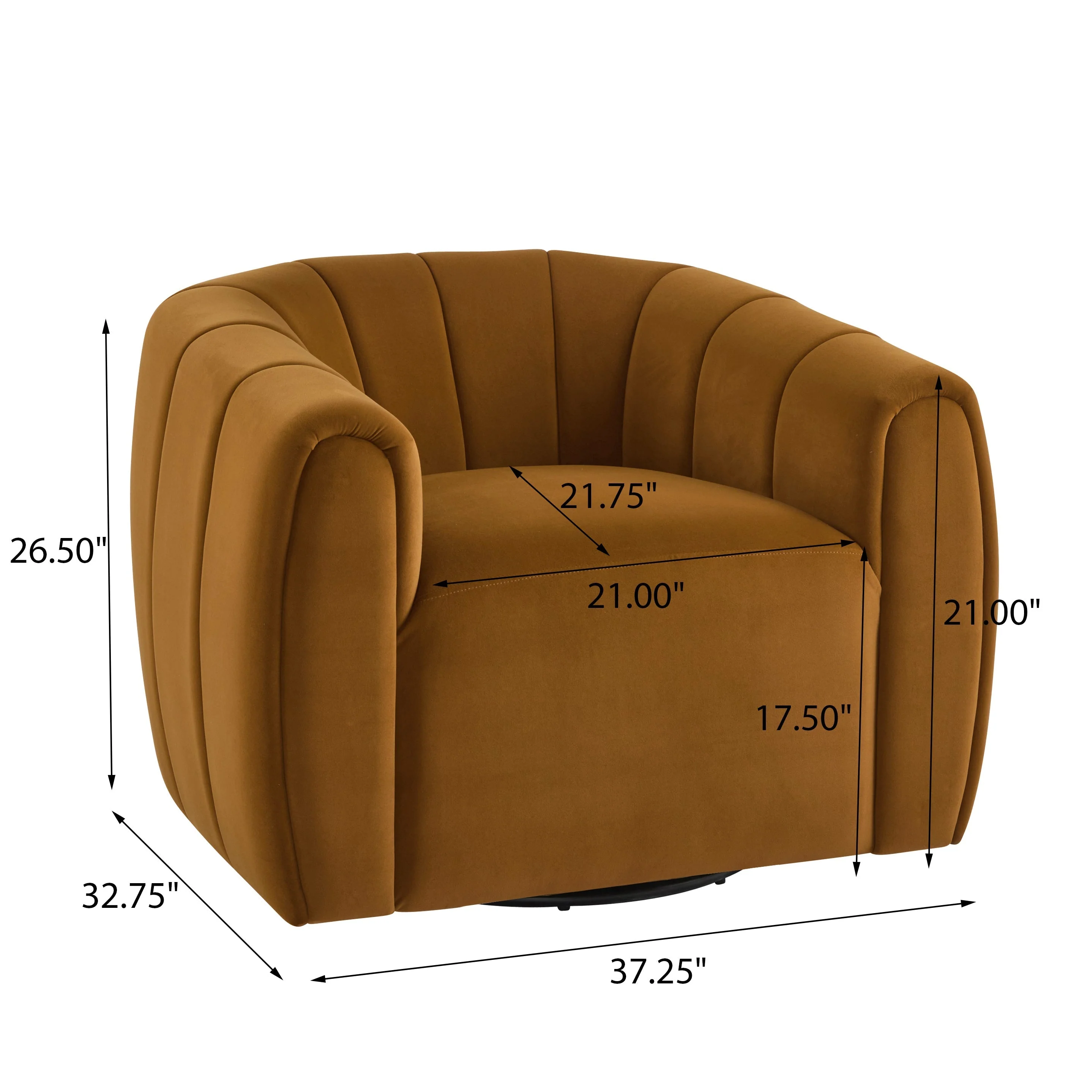 Modern Swivel Club Chair with Premium Velvet Tub Design in Dark Yellow - Image 3